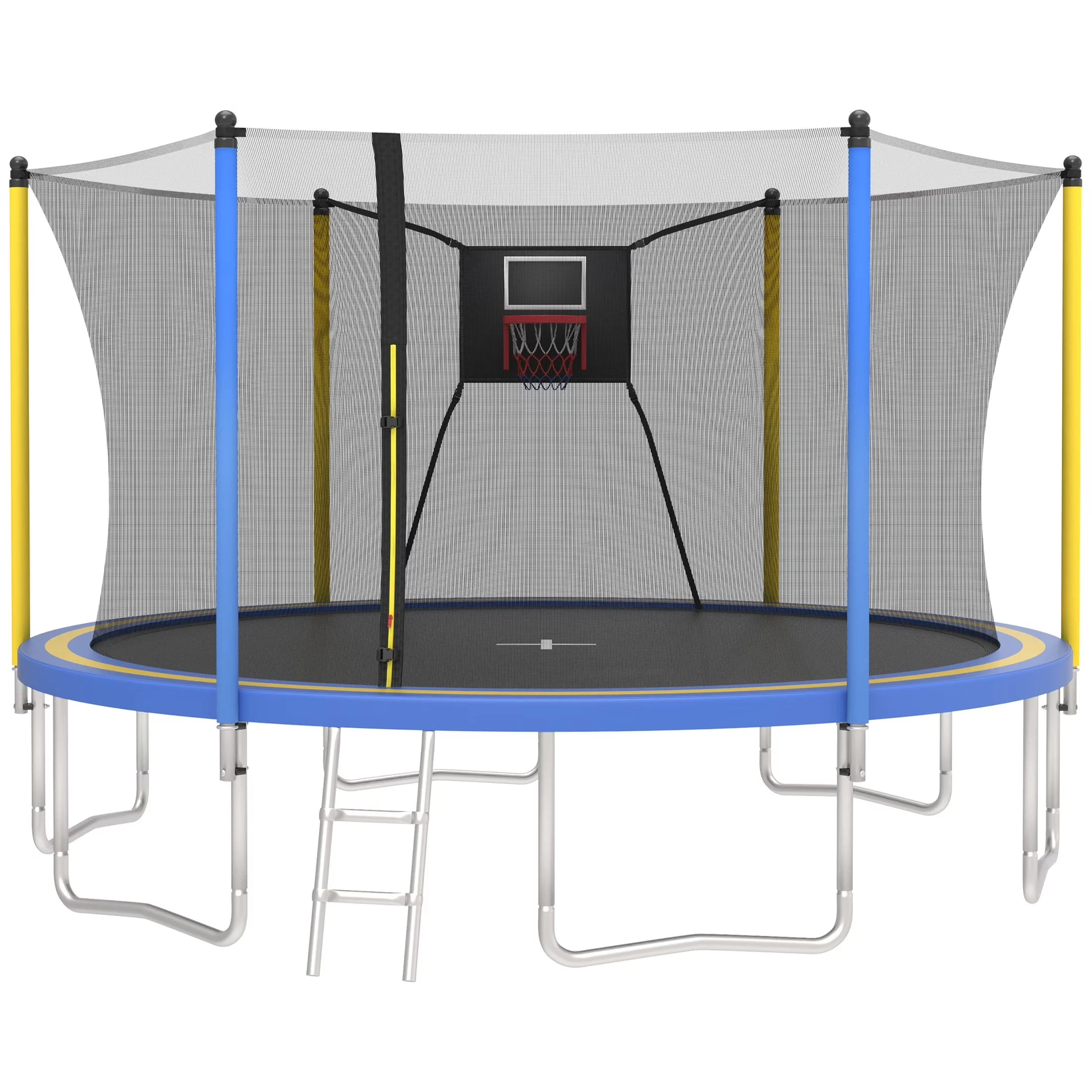 SHINPT 14ft Outdoor Trampoline With Safety Net, Basketball Hoop And Ladder