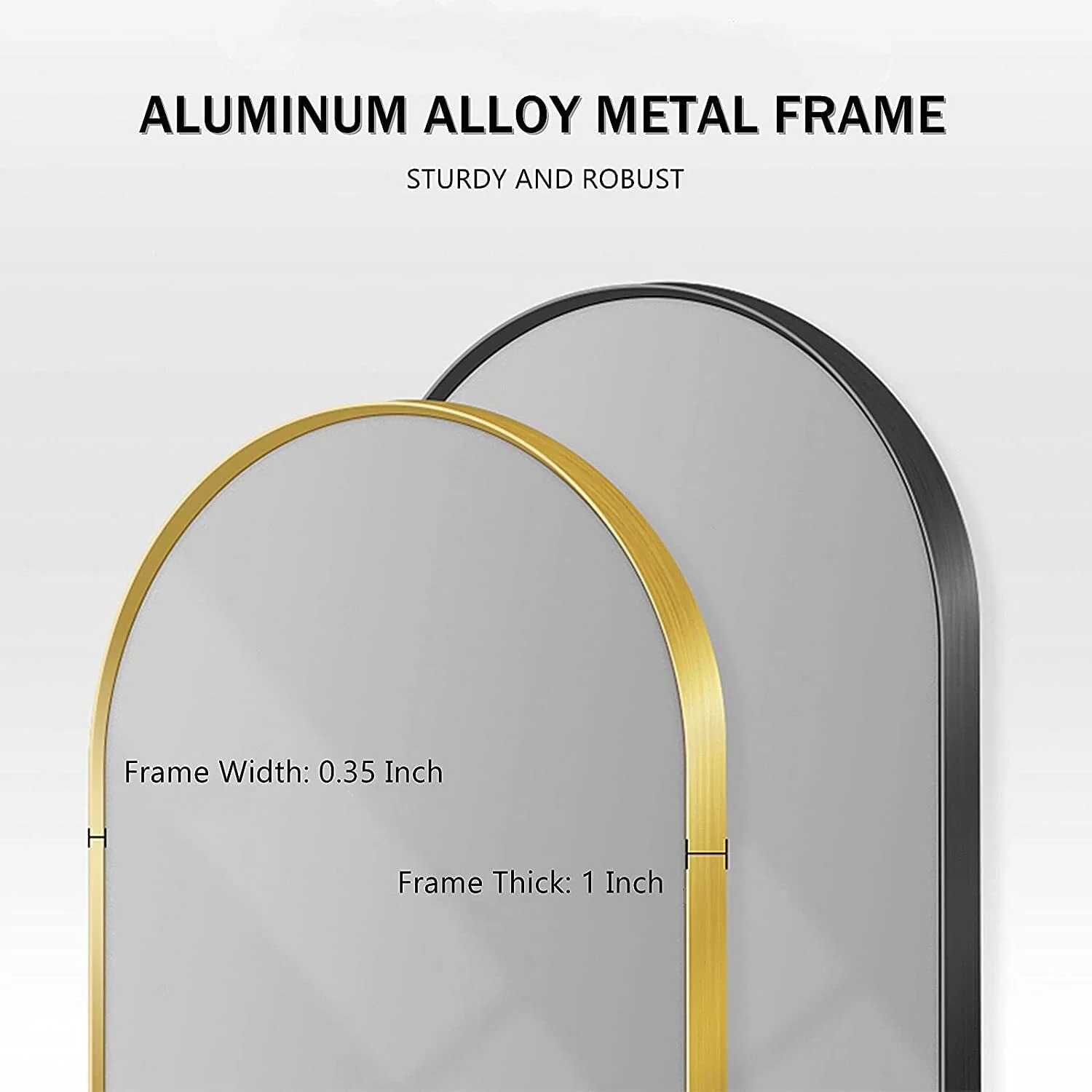 BEAUTYPEAK 24"x 36" Bathroom Mirror Wall Vanity Arched Mirror, Black