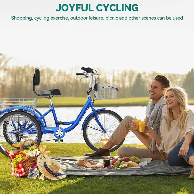 Adult 3-Wheel Pedal Tricycle, 24 And 26 Inch, 7-Speed