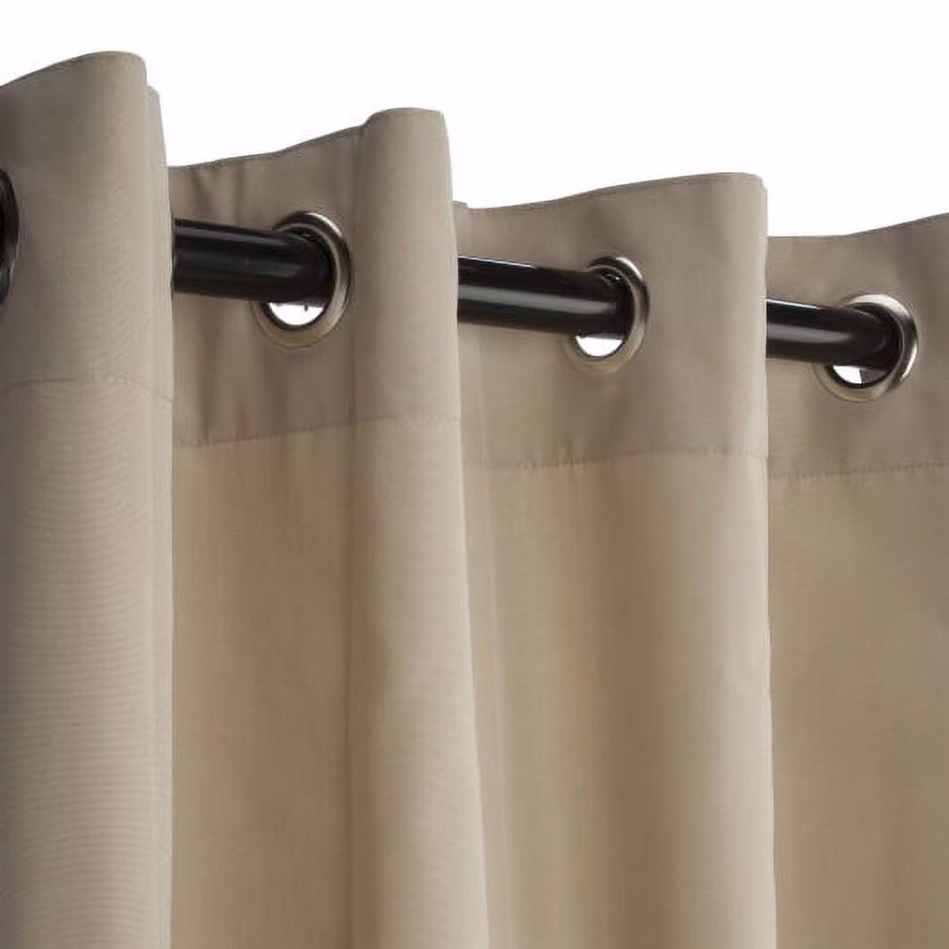 Sunbrella Canvas Navy Outdoor Curtain with Nickel Plated Grommets 50 in. x 96 in.