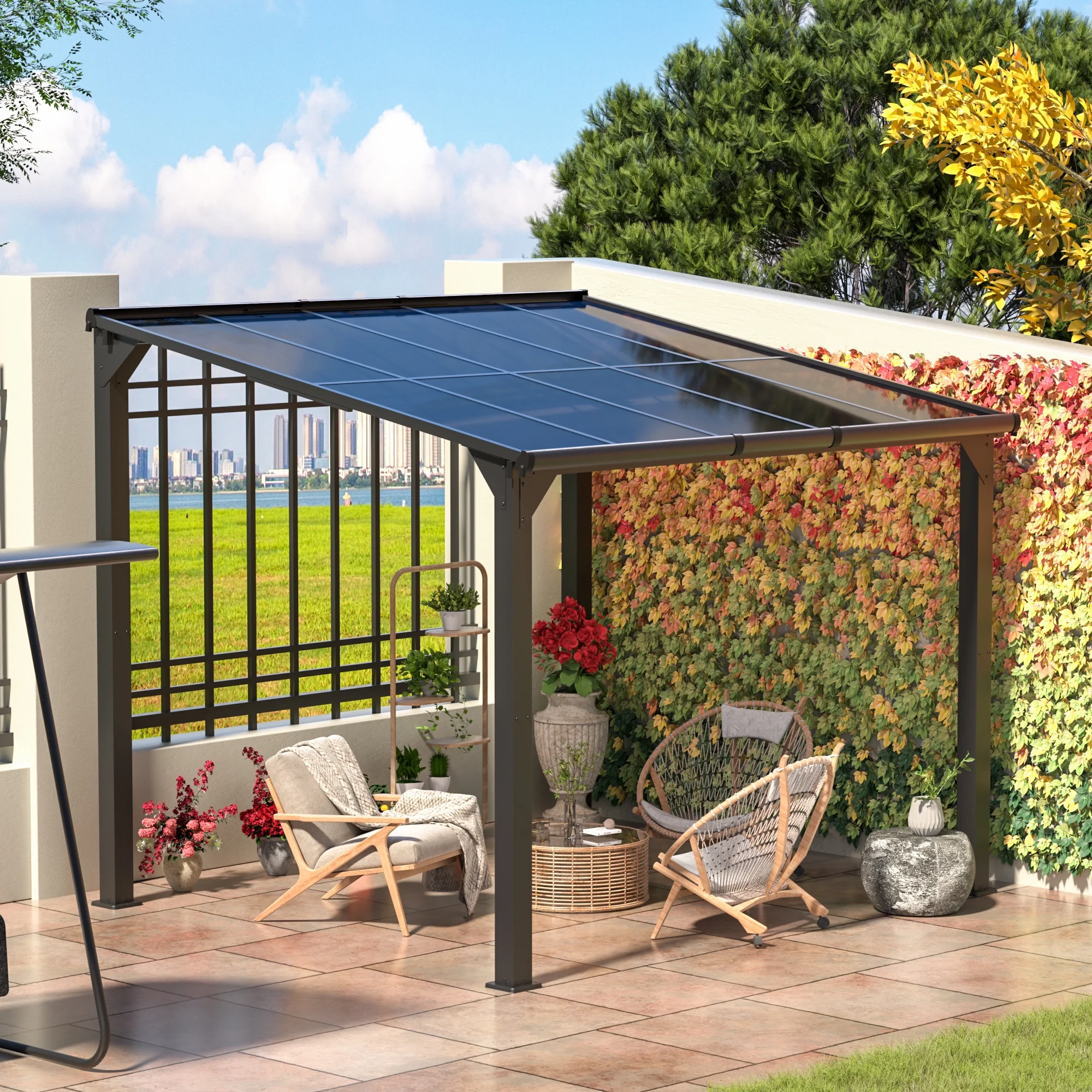 Jaxpety 14 x 10 ft. Hardtop Gazebo Outdoor Awnings for Patio, Backyard, Porch