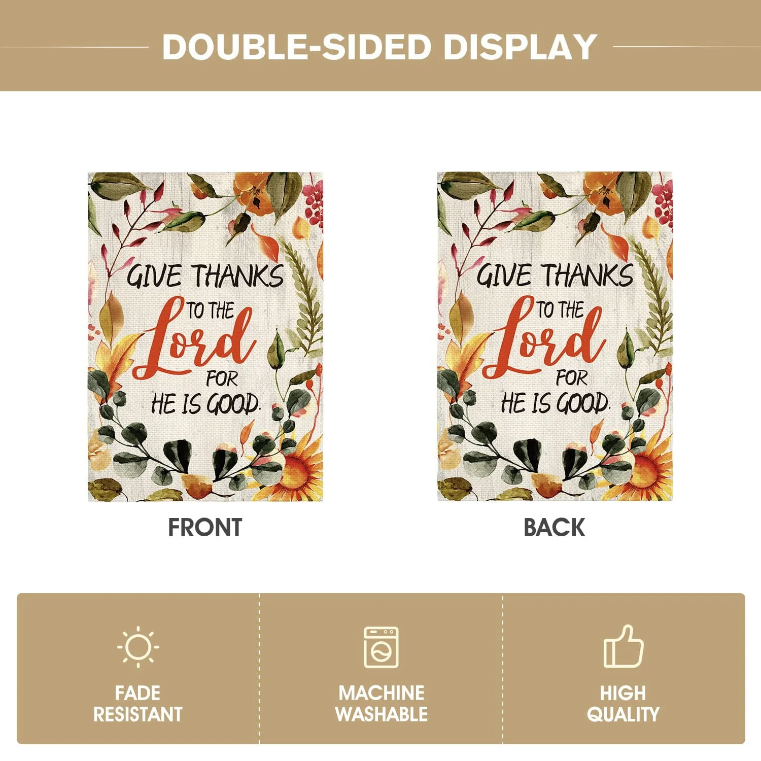 Artoid Mode Give Thanks to The Lord Thanksgiving Garden Flag 12 x 18 Inch