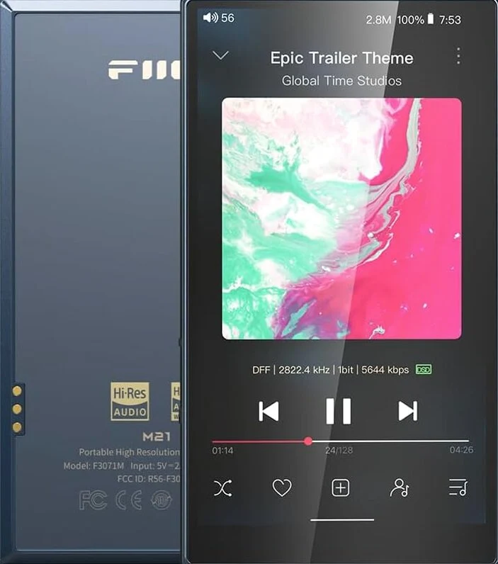 FiiO Hi-Res Music Player, Android 13, Snapdragon 680, 64 GB, Blue-Black – M21