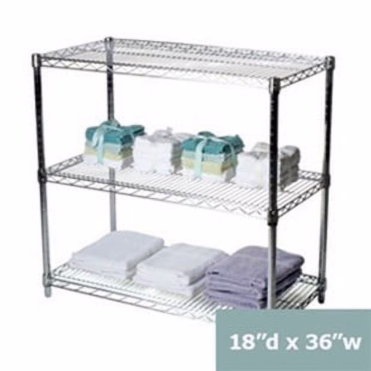 Shelving Inc. 18" d x 18" w Chrome Wire Shelving with 3 Shelves