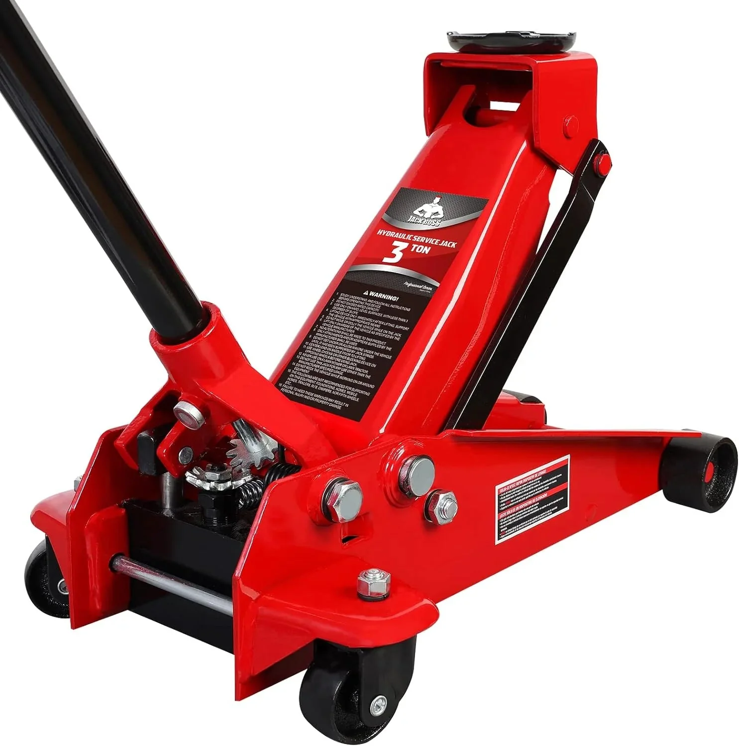 3 Ton Low Profile, Aluminum and Steel Racing Floor Jack with Dual Pistons Quick Lift Pump for Sport Utility Vehicle, Lifting Range 3-15/16″ min to 18-5/16″ max, Red