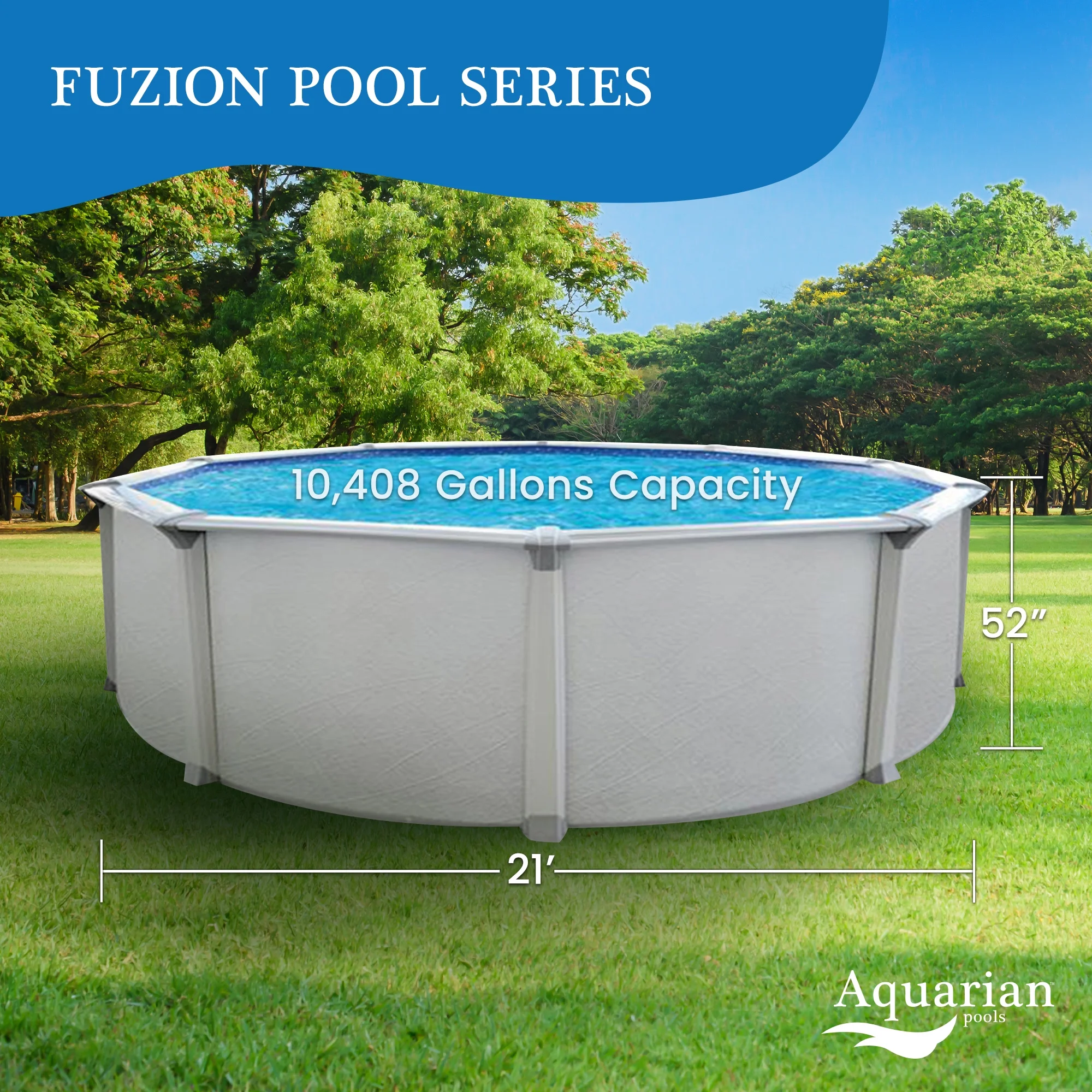 Aquarian Phoenix 18' x 52" Steel Frame DIY Family Size Above Ground Pool