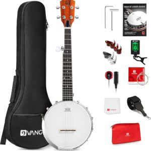 String Banjo 26 Inch MINI Travel Banjo Banjo Beginner Kit with Remo Head Open Back & Closed Solid Back with beginner Kit Comfortable Carrying Bag