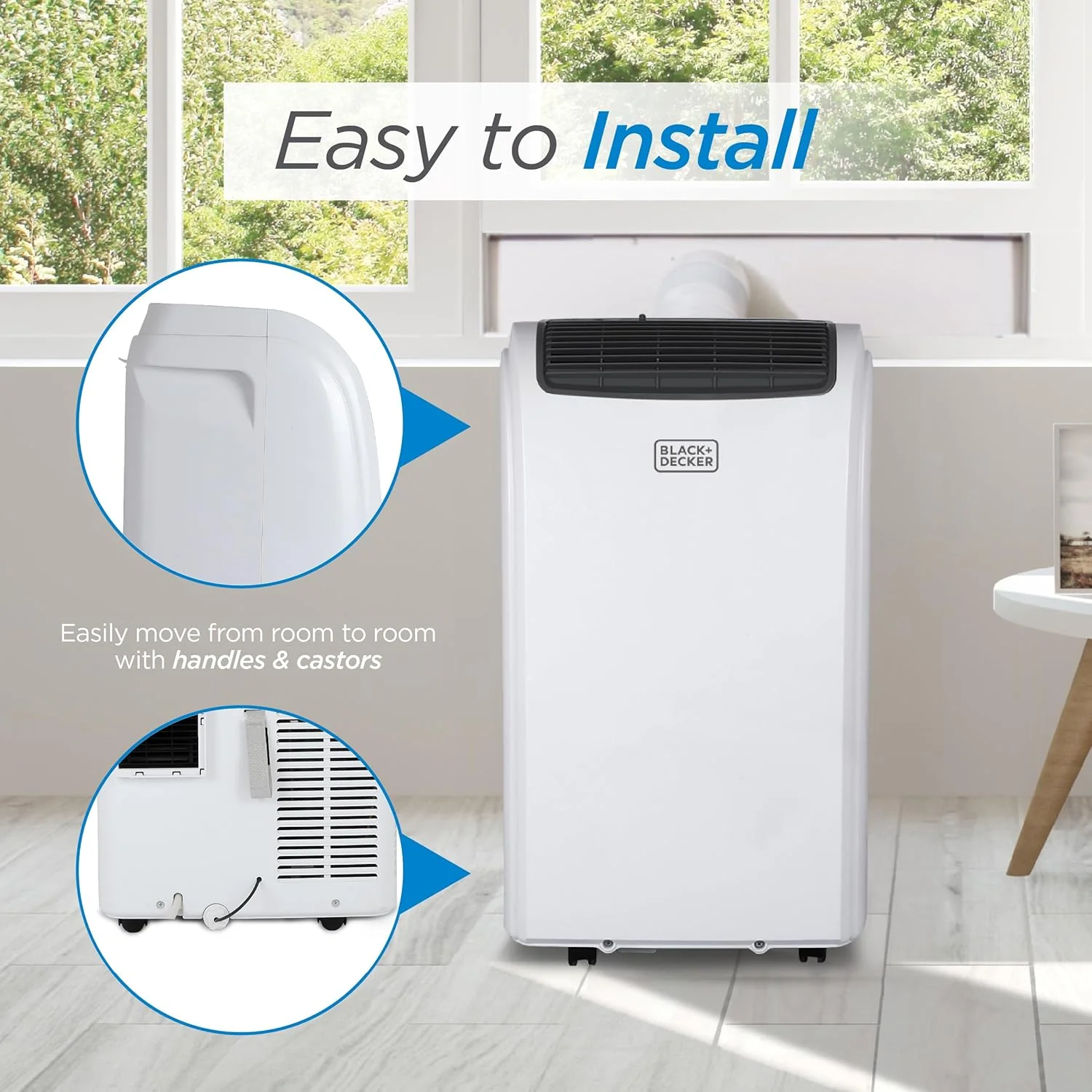 BLACK+DECKER 10,000 BTU Portable Air Conditioner for Rooms up to 450 Sq. Ft. with Remote – White