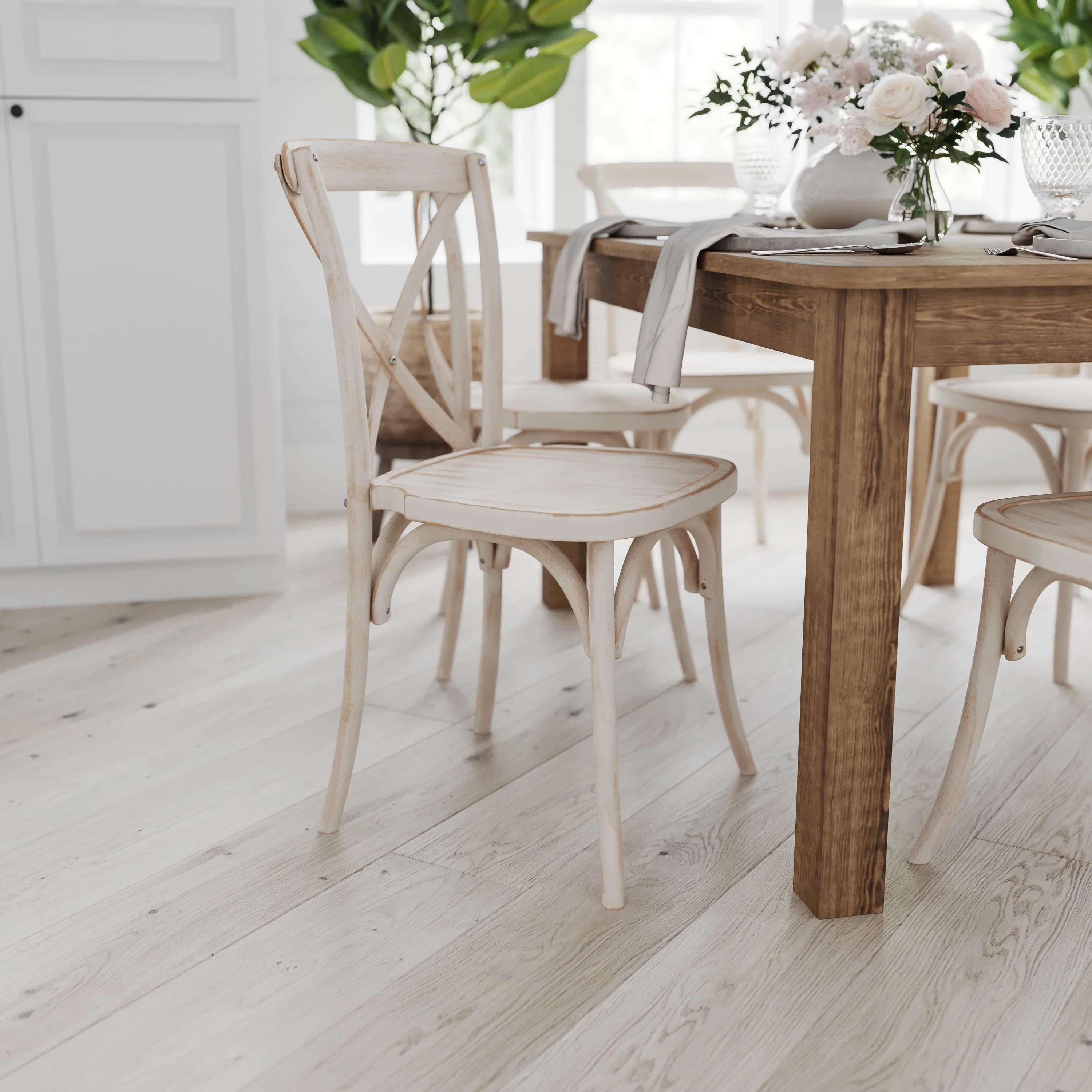 Jessamine 46" x 30" Rectangular Antique Rustic Solid Pine Farm Dining Table