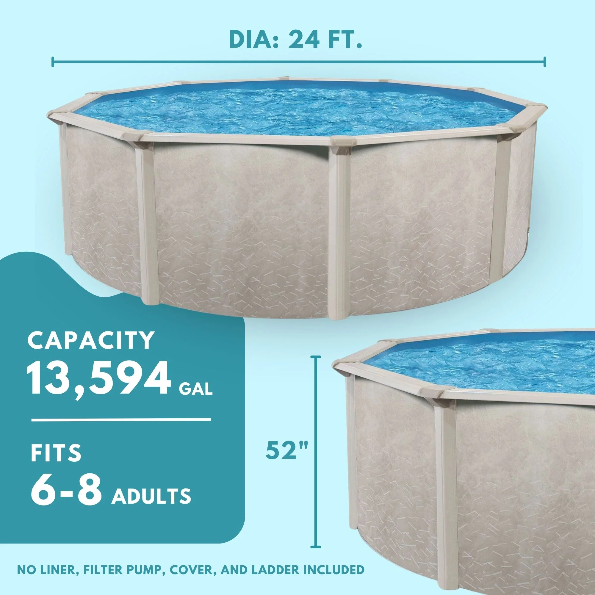 Aquarian Phoenix 18' x 52" Steel Frame DIY Family Size Above Ground Pool