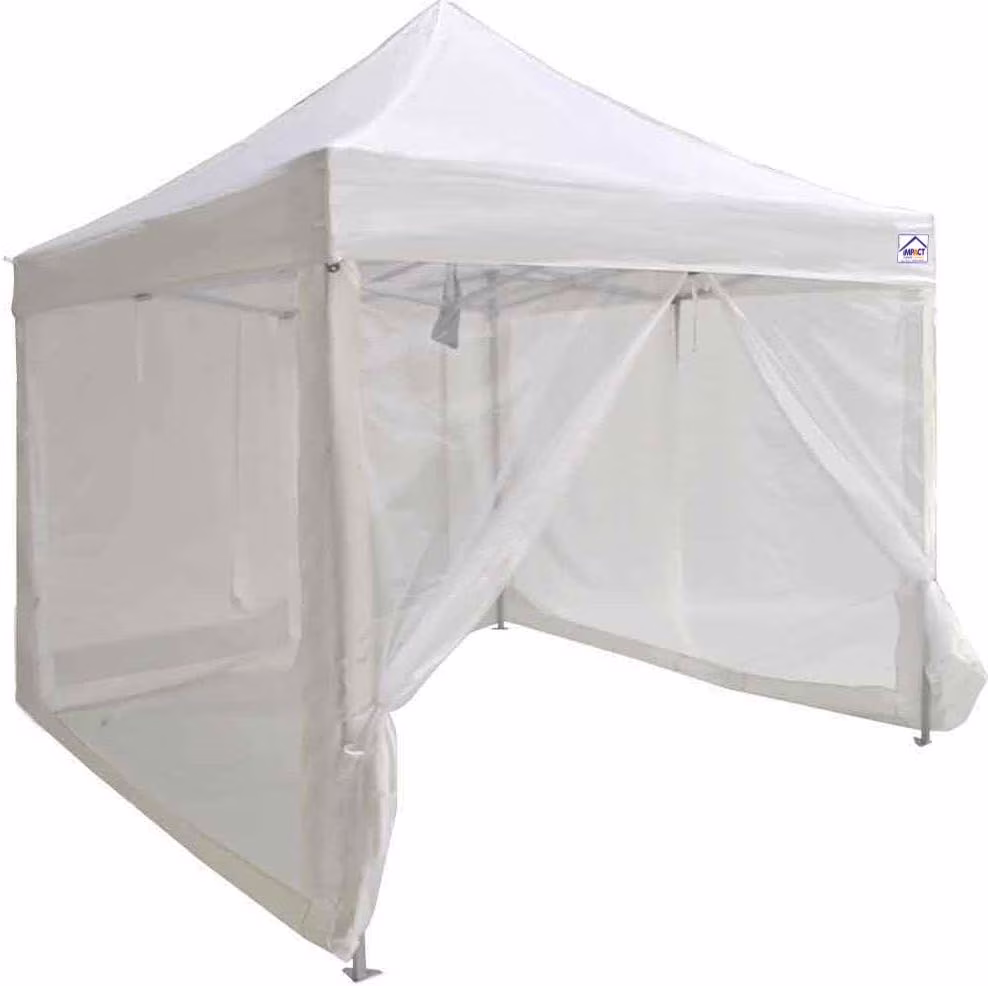 White Zippered Mesh Sidewalls for 10′ x 10′ Pop-Up Tent Canopy – Easy Assembly