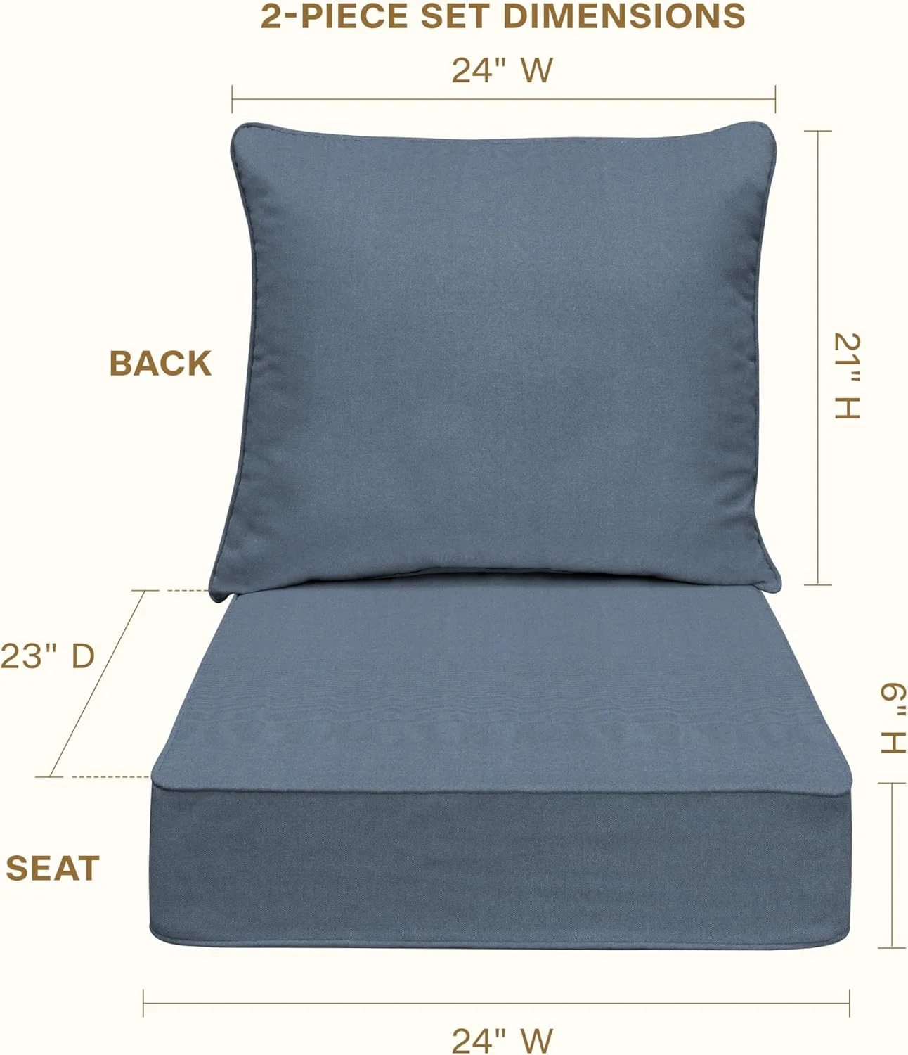 AWFHHT Outdoor Deep Seat, 24" W x 23" D, Zaire Outdoor Chair Cushion