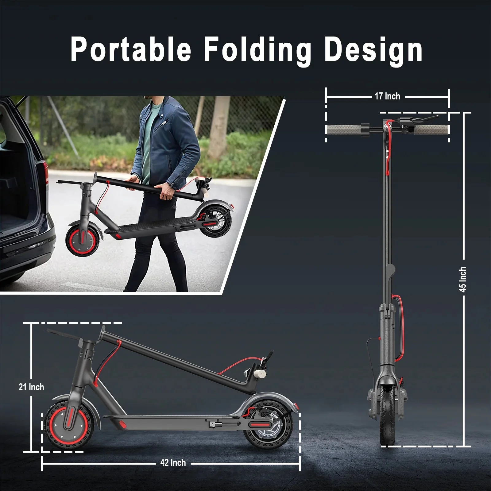 AOVOPRO Foldable Electric Scooter For Adults, 350W, 8.5 inch, 21 Miles Range - ES80