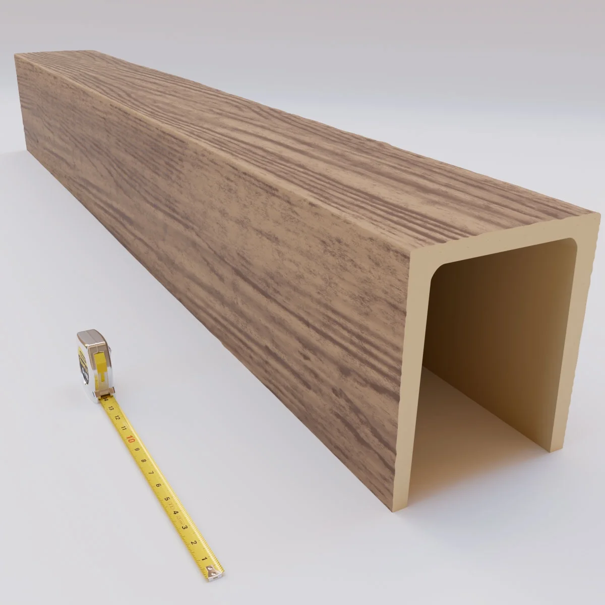 Ekena Millwork 3 1/2"W x 3 1/2"H x 120"L 3-Sided (U-Beam) Mena HeritageTimber Faux Wood Ceiling Beam, Kona Brown