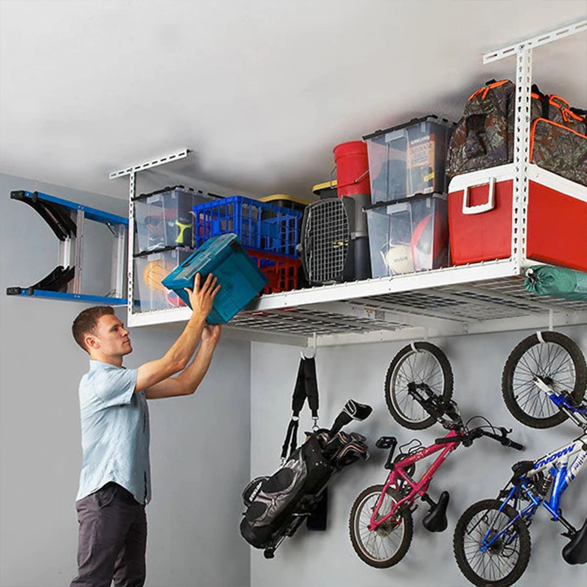 MonsterRax 4' x 8' Overhead Garage Storage Rack Holds 500 Pounds, White