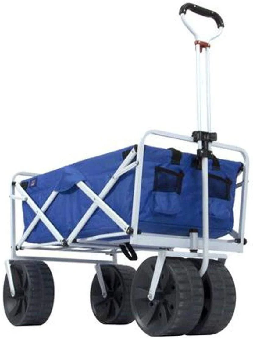 Mac Sports Heavy Duty Collapsible Folding All Terrain Utility Beach Wagon Cart Blue/Black