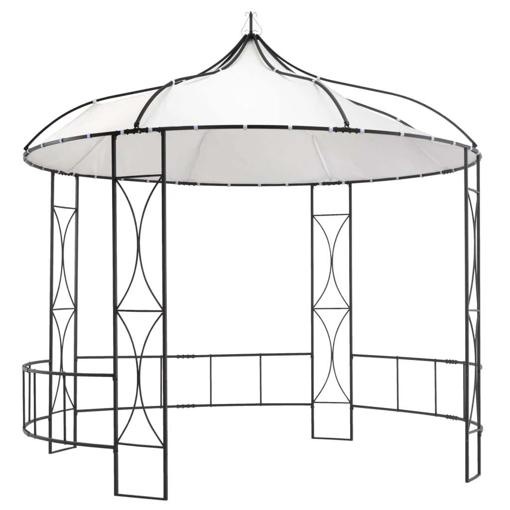 vidaXL Outdoor 9.8 x 9.5 Round Canopy Pavilion, UV & Water-Resistant, White & Black