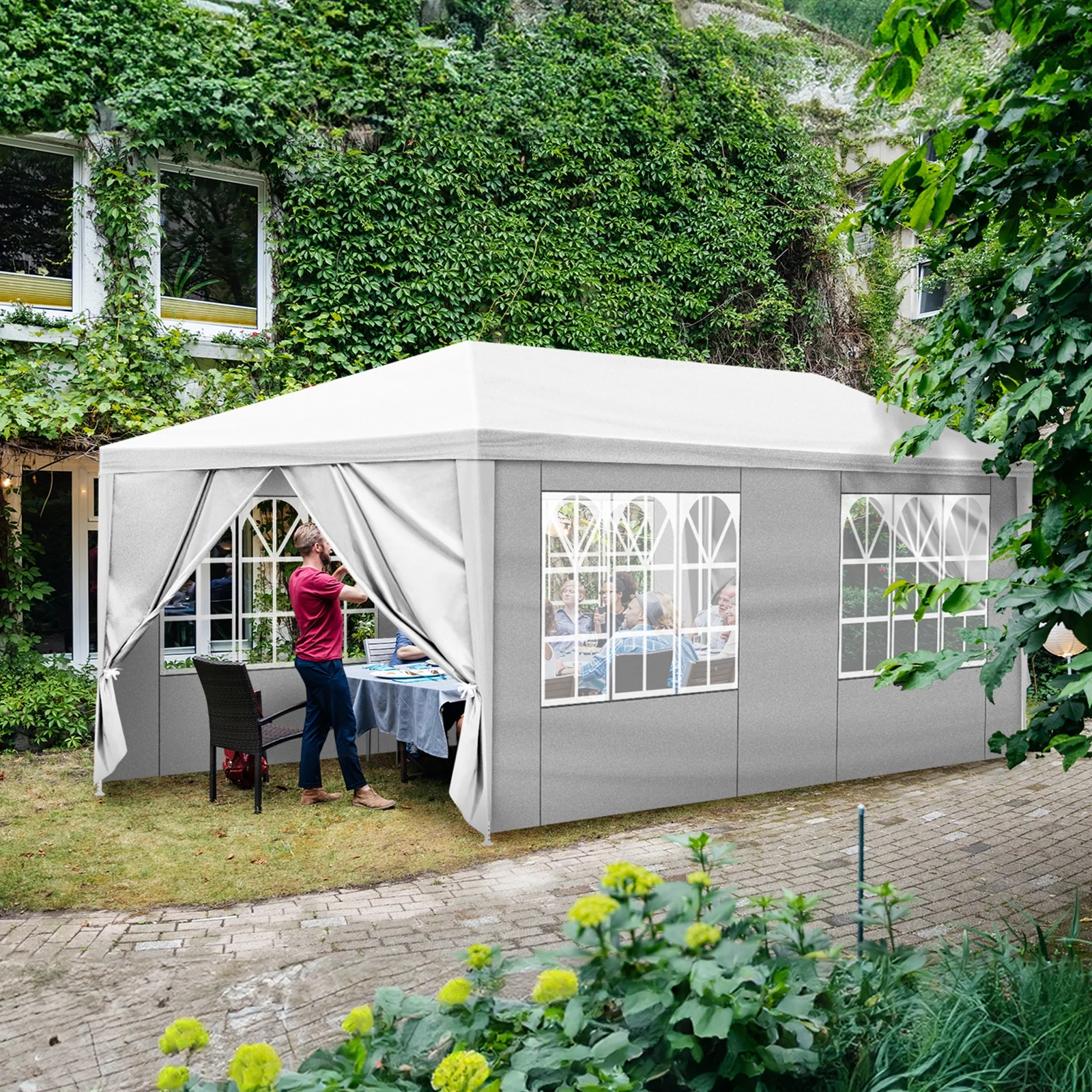 Ktaxon 10' X 20' Canopy Tent with 6 Side Walls for Party Wedding Camping and BBQ