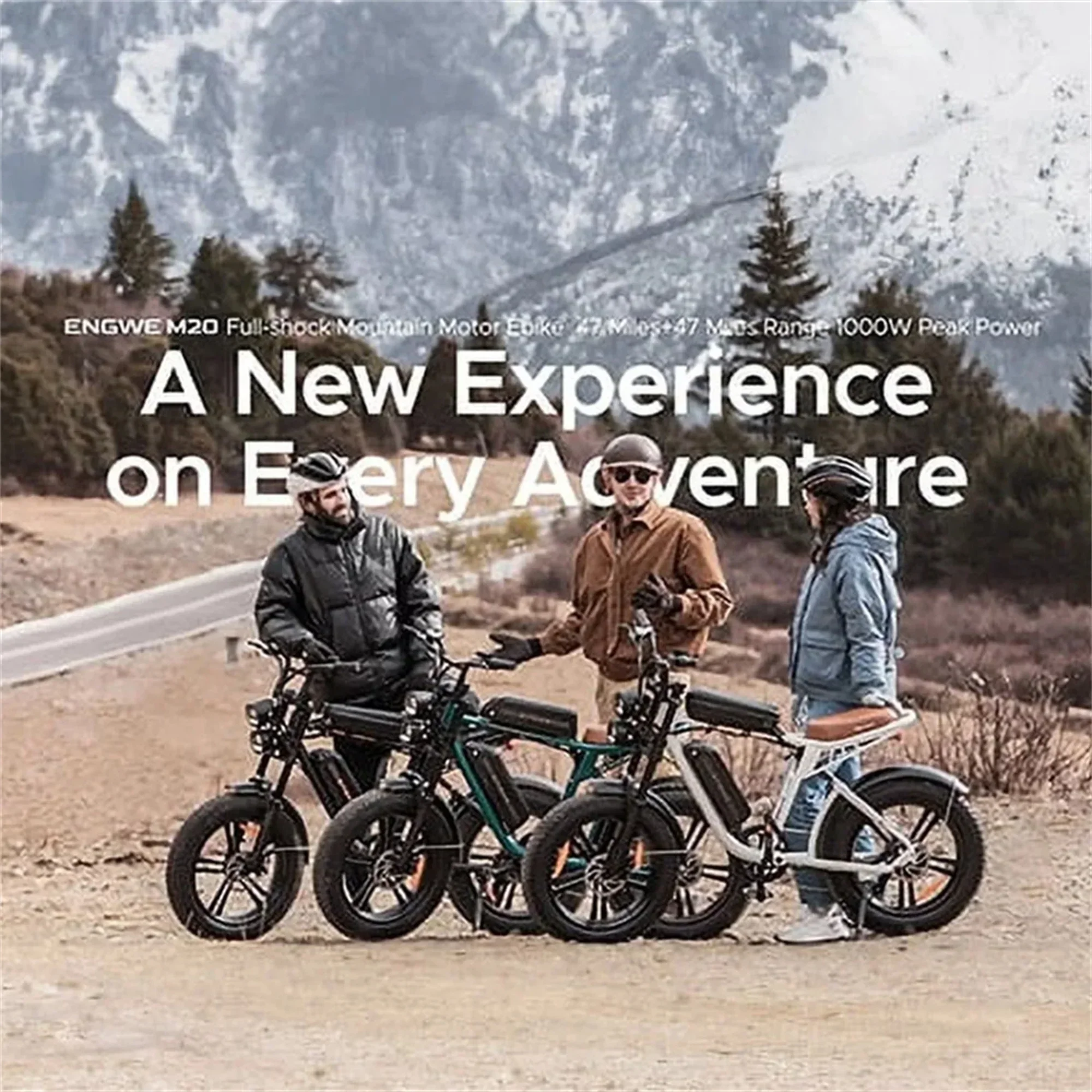 AKEZ Adult Electric Bike 1000W 28 mph 48V 13A 20*4.0in Fat Tire Full Suspension 7-Speed – M20