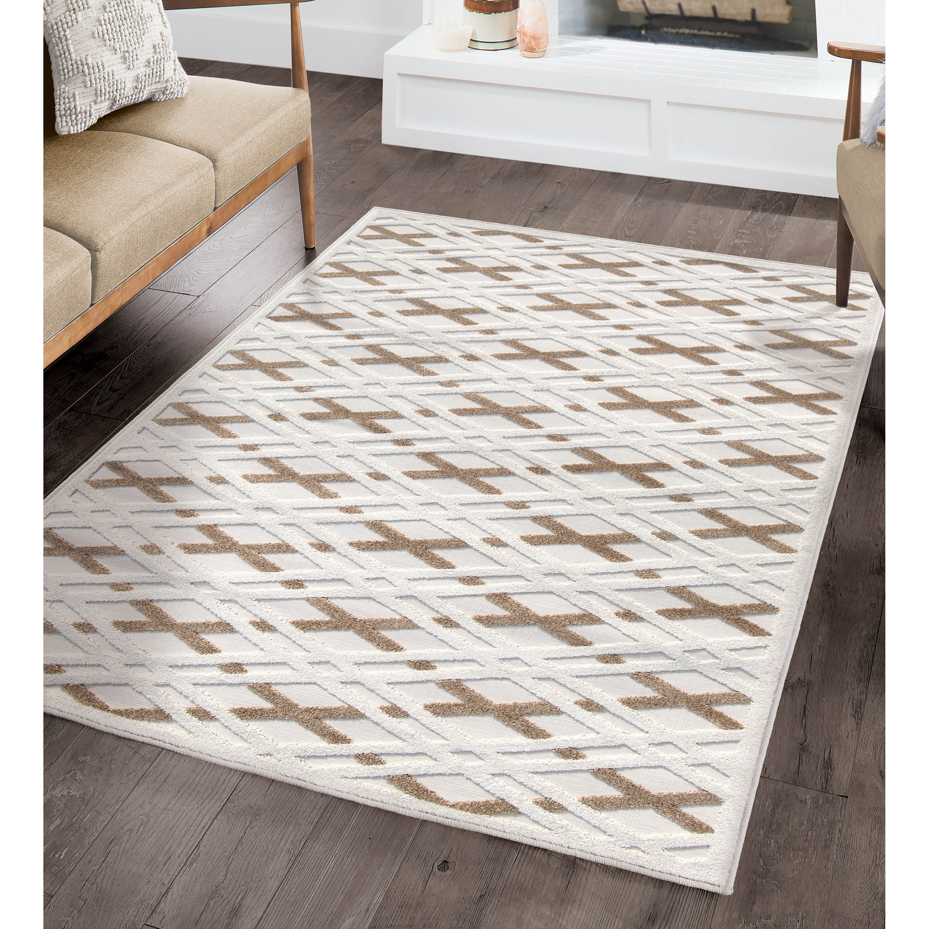 My Texas House Sutter Creek 9′ X 13′ Driftwood Geometric Outdoor Rug