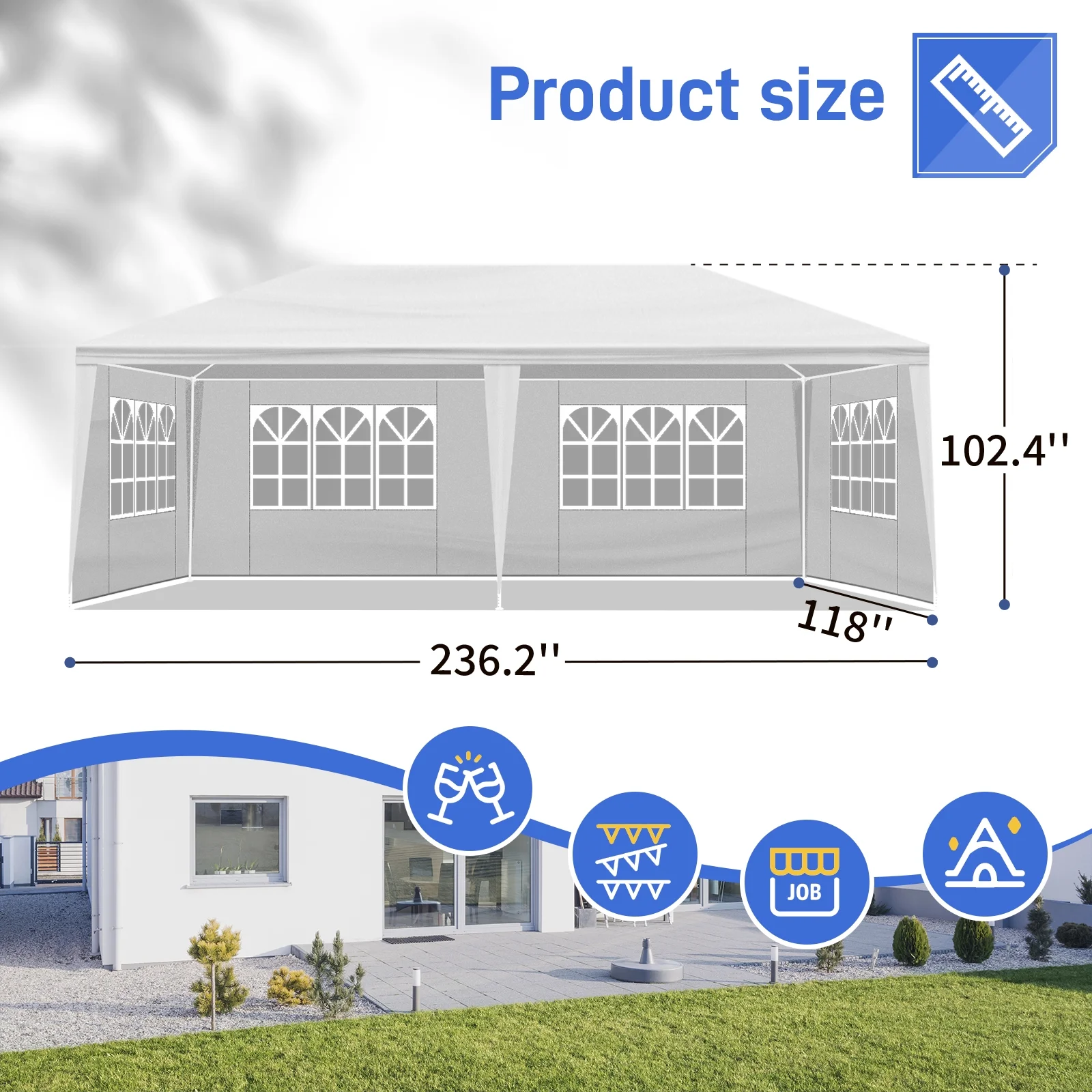 Ktaxon 10' X 20' Canopy Tent with 6 Side Walls for Party Wedding Camping and BBQ