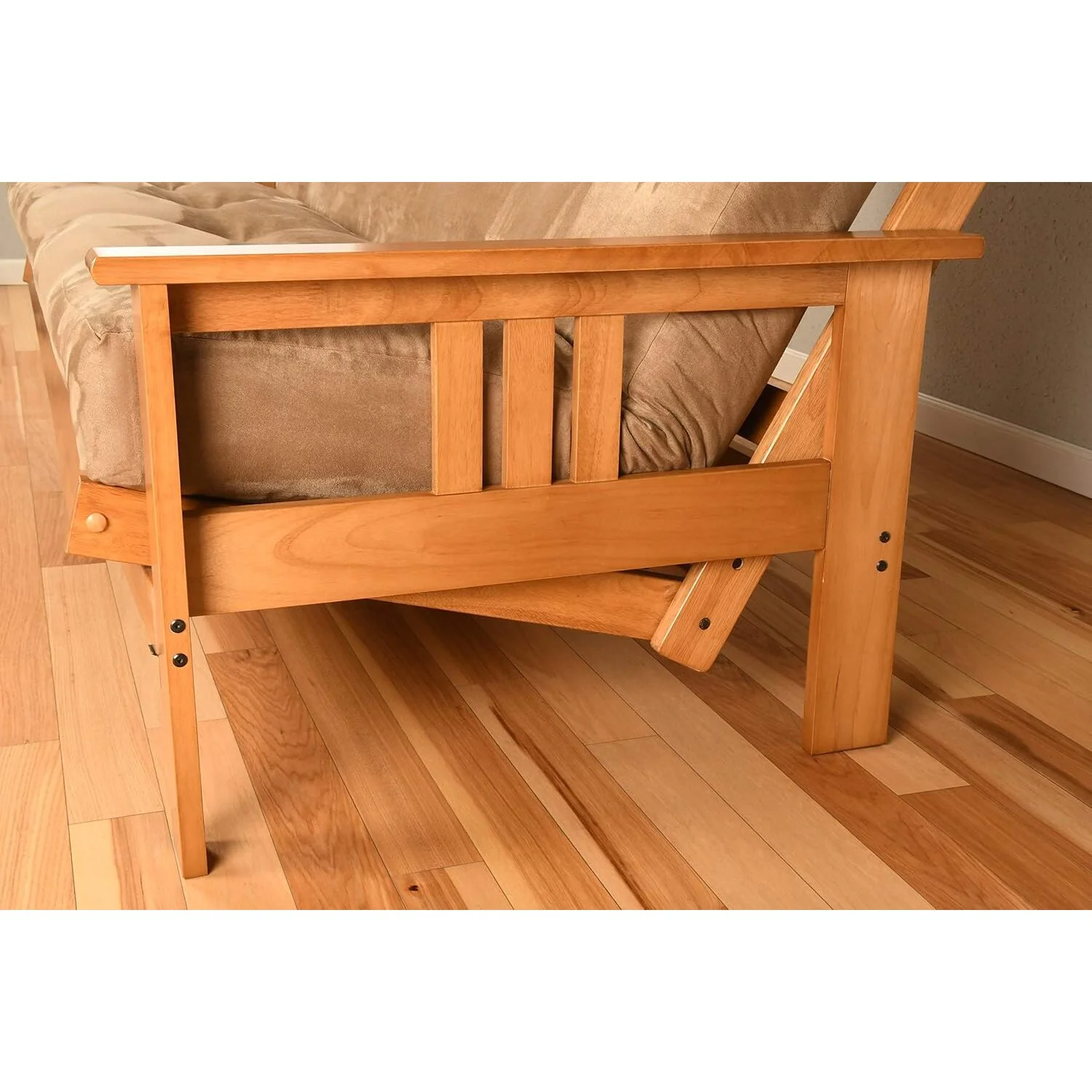 Homestock African Artifacts Full Size Futon Frame Set with Mattress, Easily Converts to Bed, Versatile Design Futon Frame for All Spaces, 33"H x 79"L x 37"D-Color:Linen Charcoal,Size:Barbados