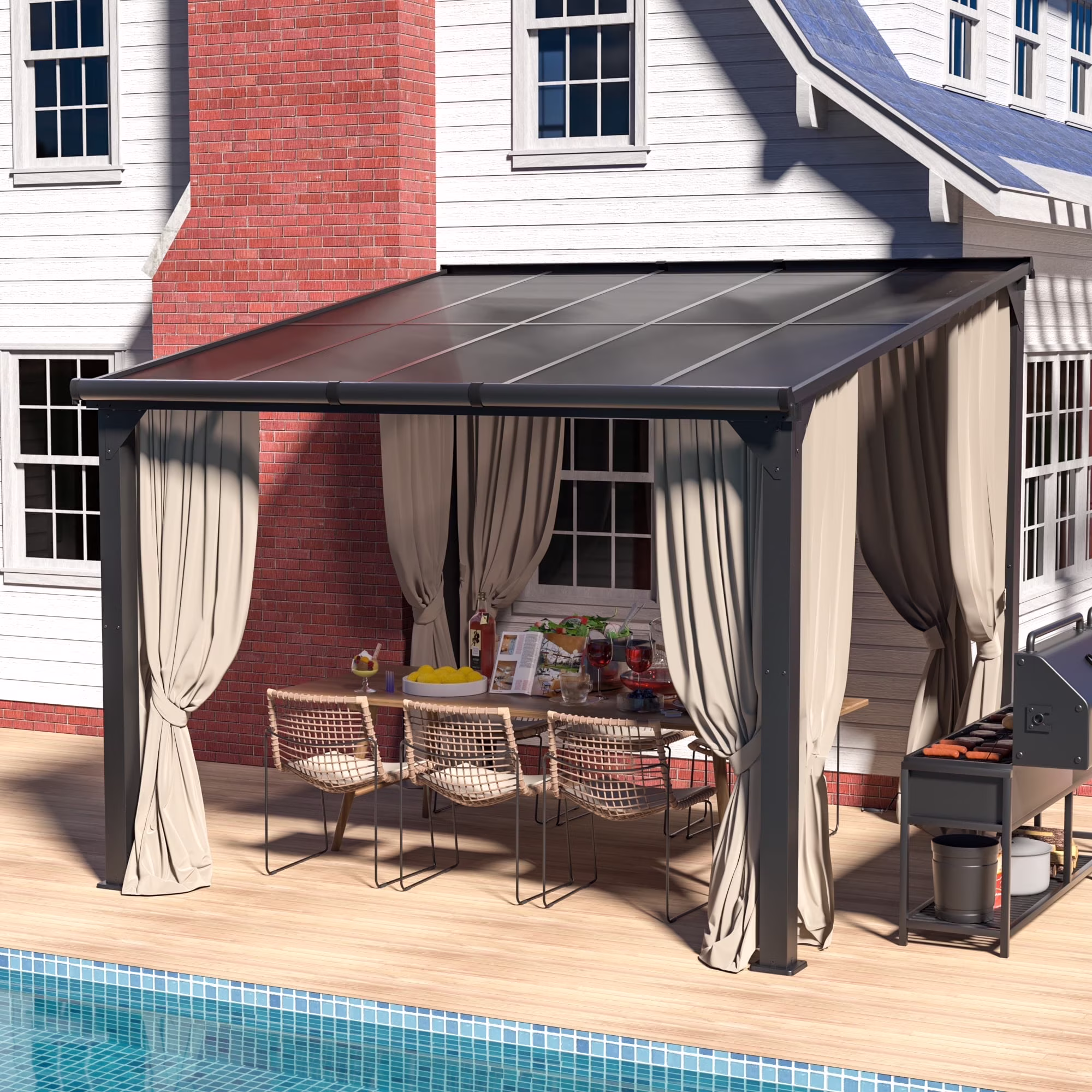 Jaxpety 14 x 10 ft. Hardtop Gazebo Outdoor Awnings for Patio, Backyard, Porch