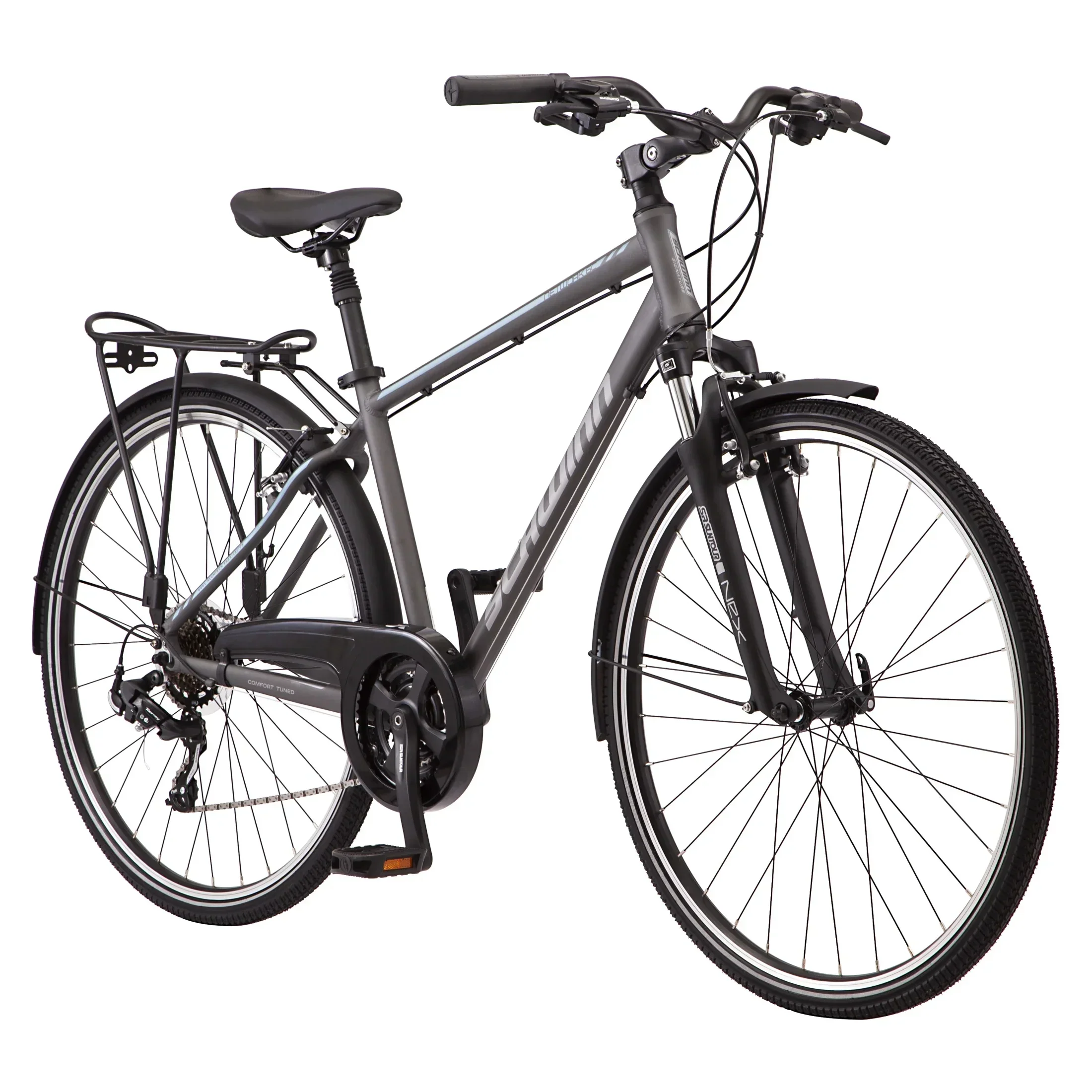 Schwinn Network 6c Hybrid Bike, 21 Speeds, Large 19.5 in Men’s Style Frame, 700c Wheels, Grey