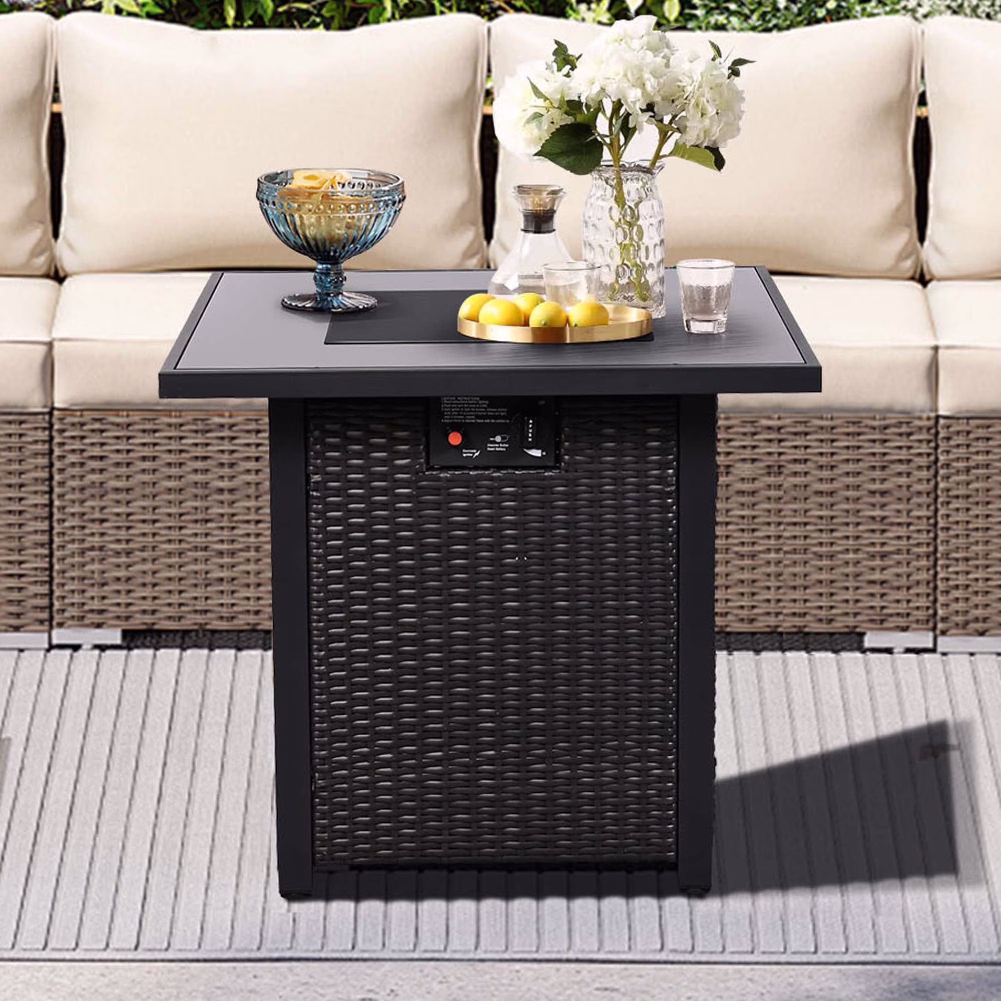 Ainfox 7 Pcs Outdoor Patio Furniture Sofa Set, Grey Rattan Grey Cushion