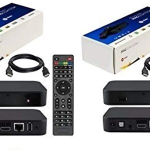 Package of 2 } IPTV Box + in Built WiFi + HDMI Cable + Remote + Power Adapter