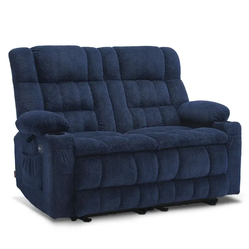 MCombo Power Loveseat Recliner, Electric Reclining Loveseat Sofa with Heat and Vibration, Cupholders, USB Charge Ports RS6314