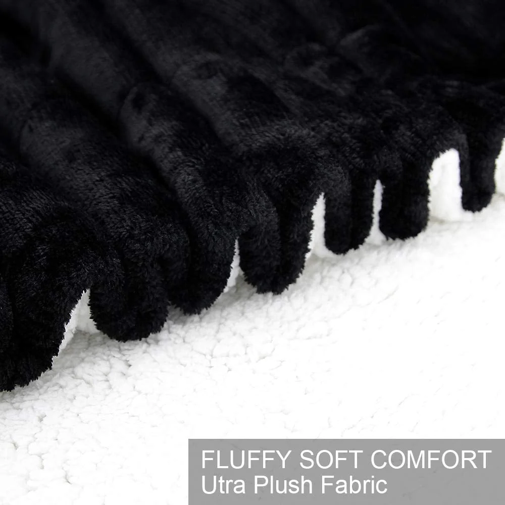 Howarmer Black, White, Multi-color Microfiber, Flannel, Fleece Throws 60" x 50"
