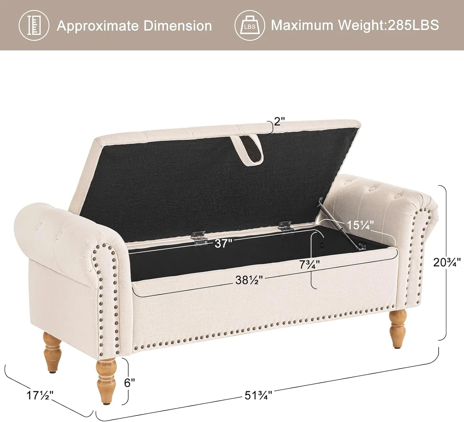 Furniliving Modern Storage Ottoman Bench, Sherpa Ottoman End of Bed Bench with Solid Wood Legs Upholstered Ottoman Benches with Storage Indoor Bench for Living Room with Rolled Arm, Entryway, White