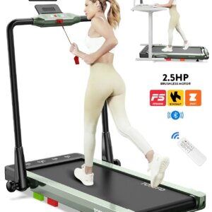 Pooboo 2in1 Folding Under Desk Treadmill, 2.5HP Bluetooth, 265 lbs