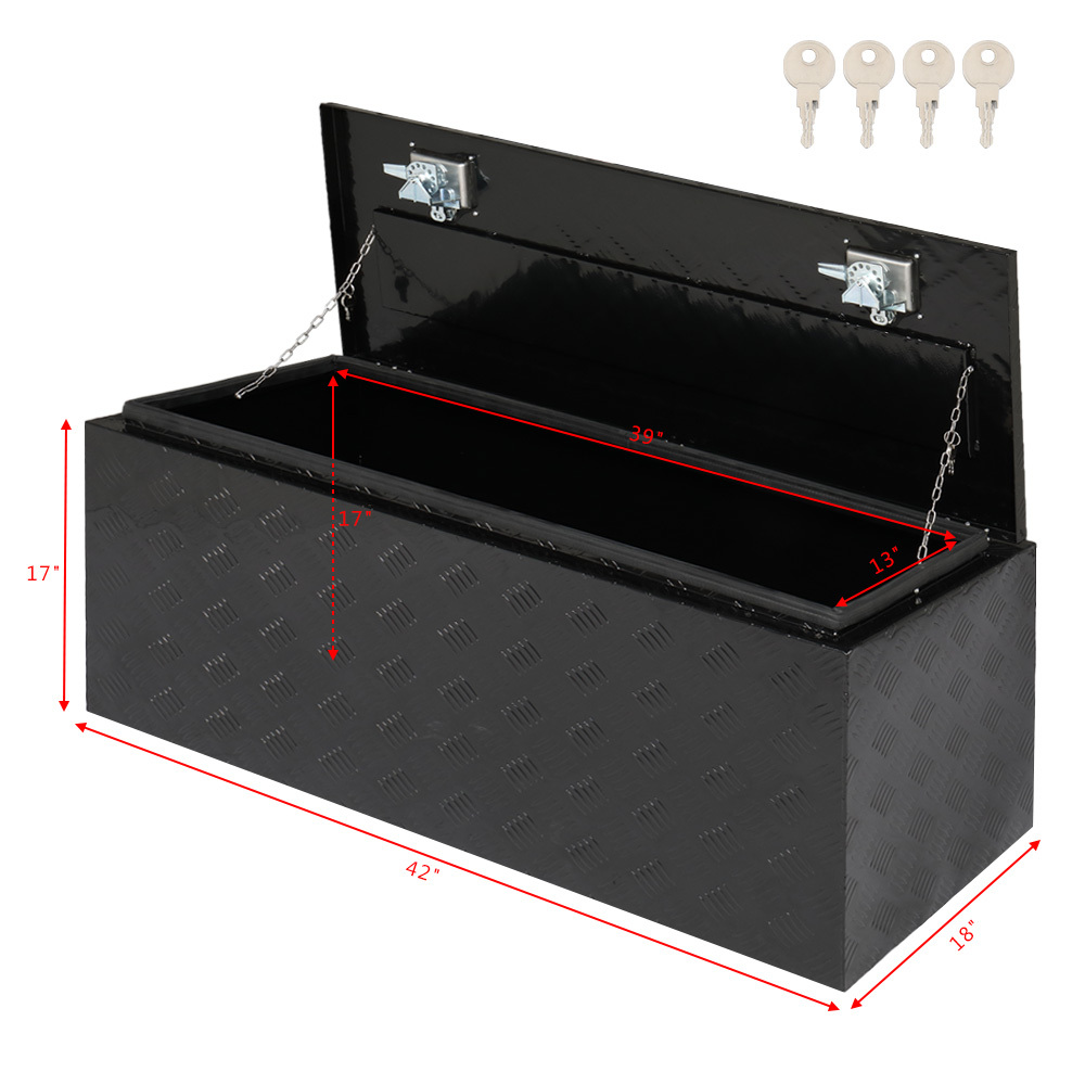 IVV Aluminum Truck Trailer Tool Box Pickup Underbody Truck Bed Storage Toolbox RV Trailer Organizer with T-Handle Latch Dual Lock Keys - Black, 42"L x 18"W x 17"H