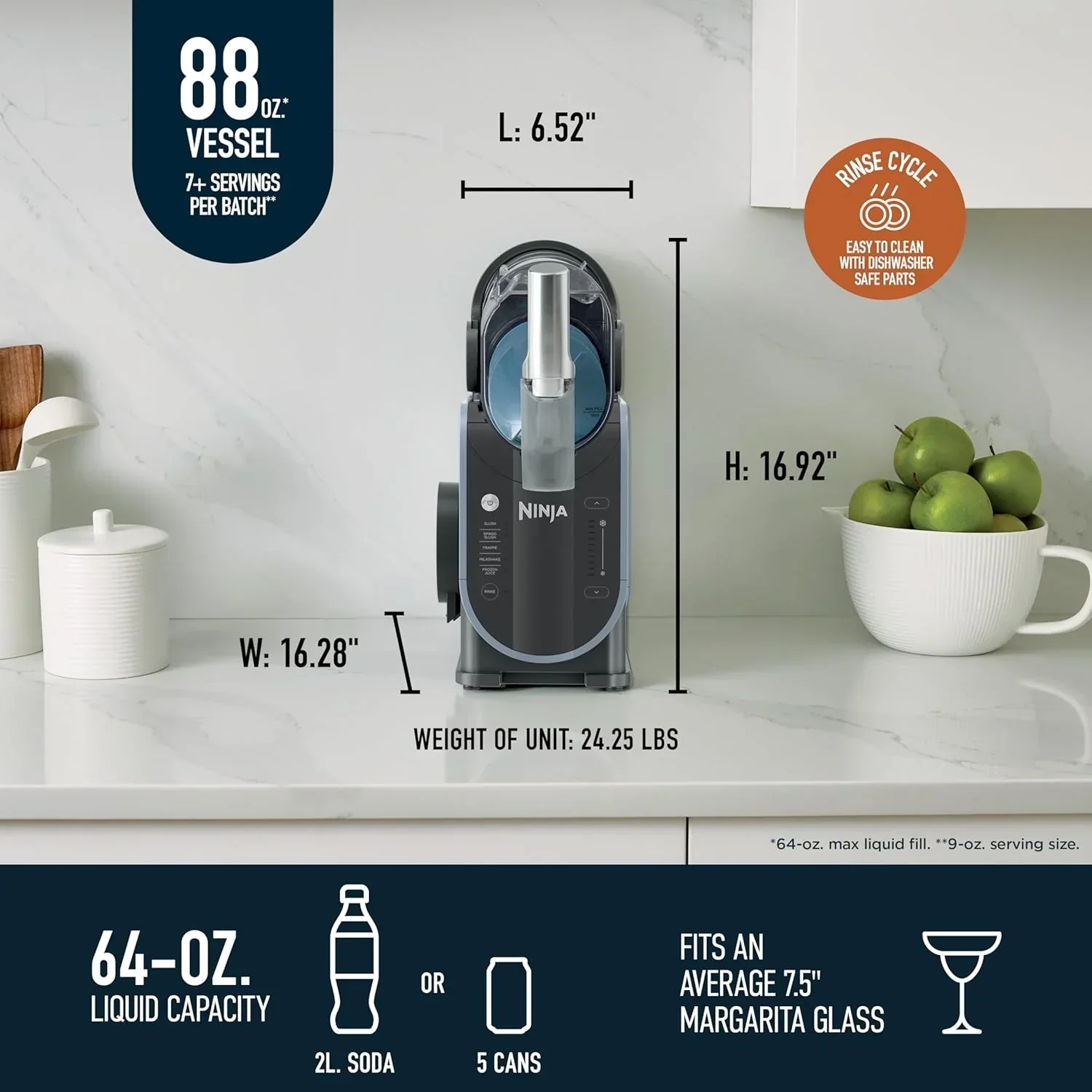 Ninja SLUSHi with RapidChill Technology 88 oz Frozen Drink Slushie Machine 5 Preset Programs