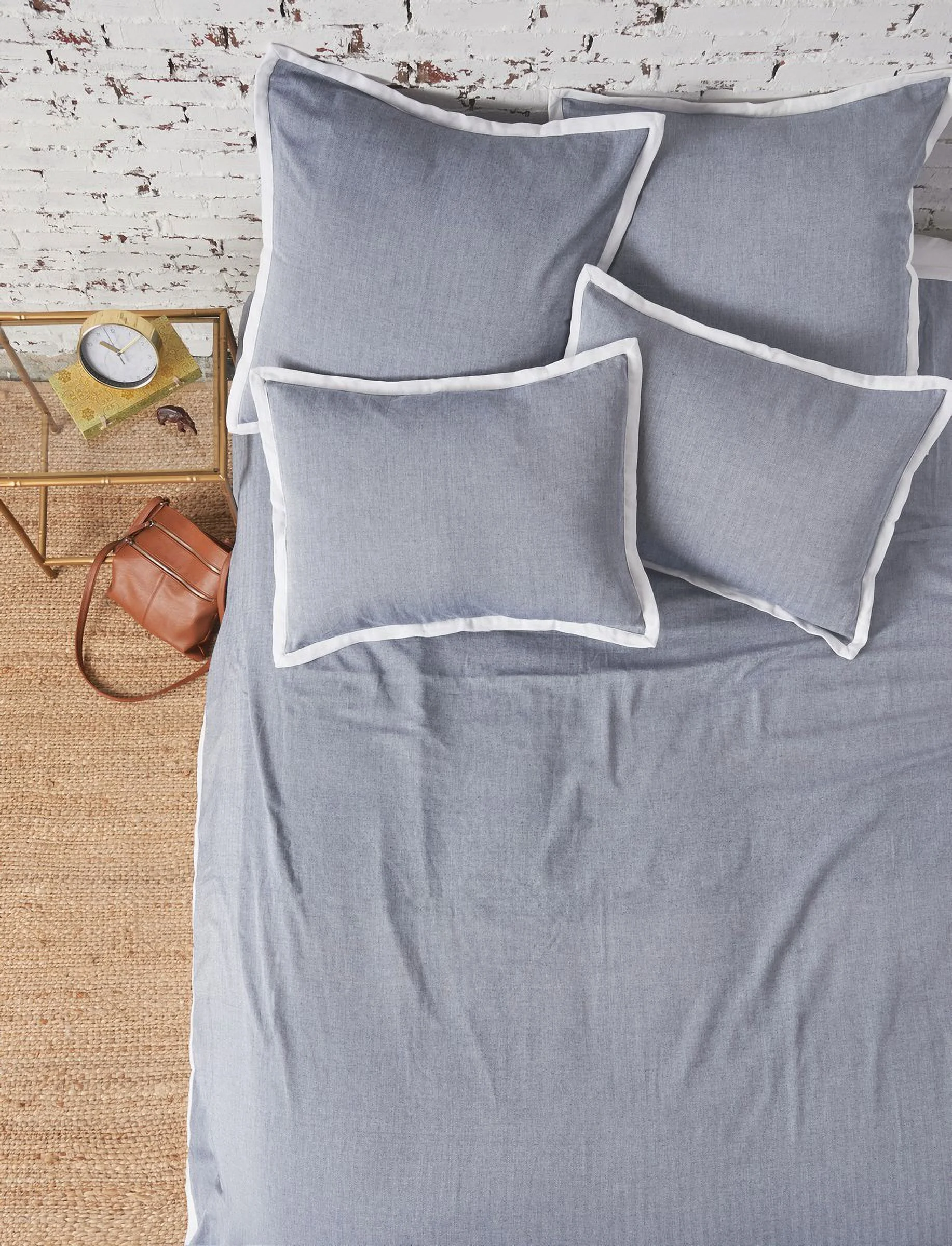 Roscoe Indigo Mini Herringbone Pattern 100% Cotton King Duvet Cover 90" x 102"