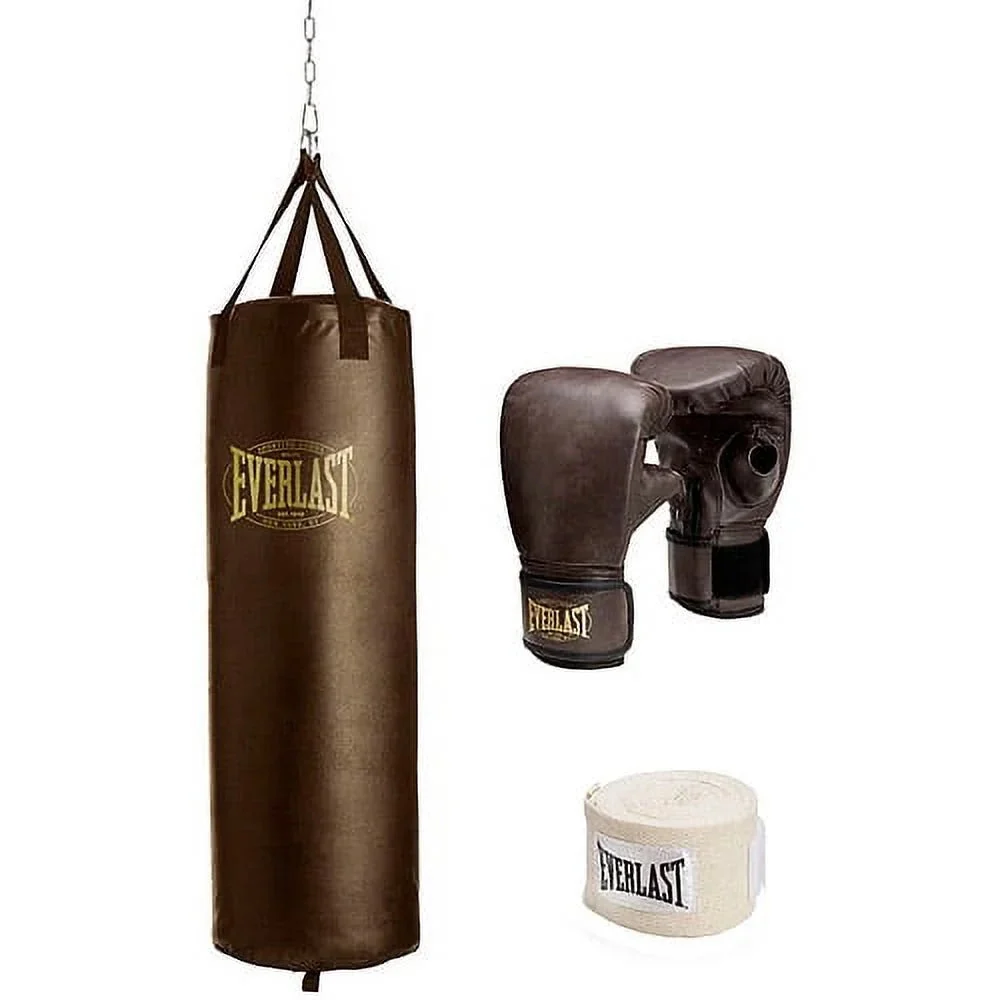 Everlast Heavy Bag Stand With 100 Lb Vintage Heavy Bag Kit, Black, 3 Piece – 19100800