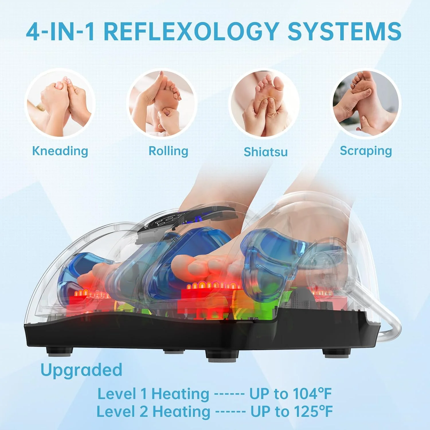 Shiatsu Foot Massager with Heat-Foot Massager Machine for Neuropathy, Plantar Fasciitis and Pain Relief-Massage Foot, Leg, Calf, Ankle with Deep Kneading Heat Therapy, Gift for Mother's Day