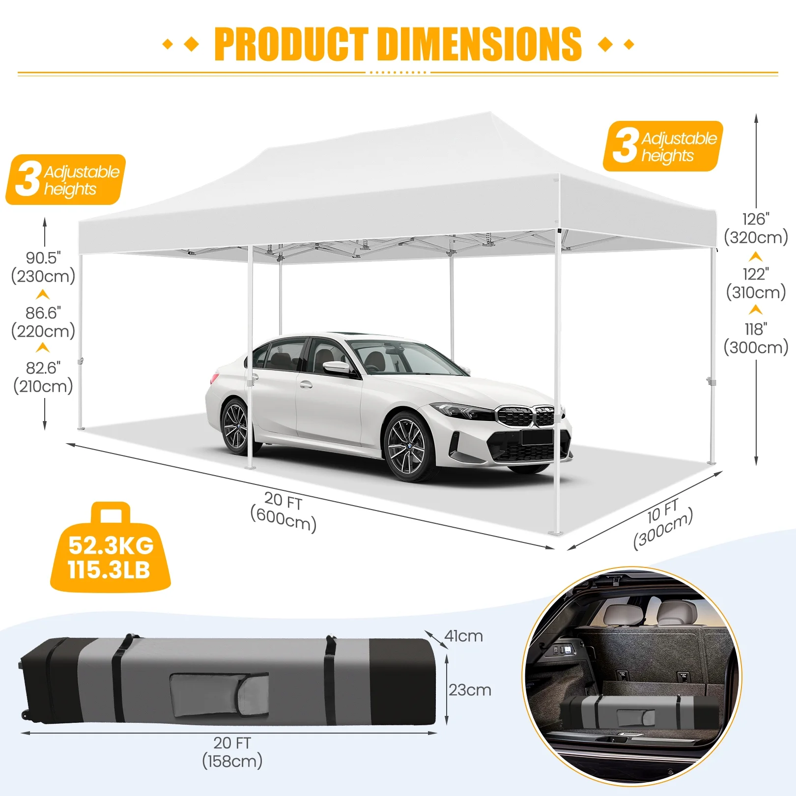 Hoteel 10x15 Heavy Duty Canopy Tent with 4 Sidewalls,Pop up Canopy for Parties Wedding,Commercial Easy up Gazebo with Roller Bag,UV 50+ &,Black