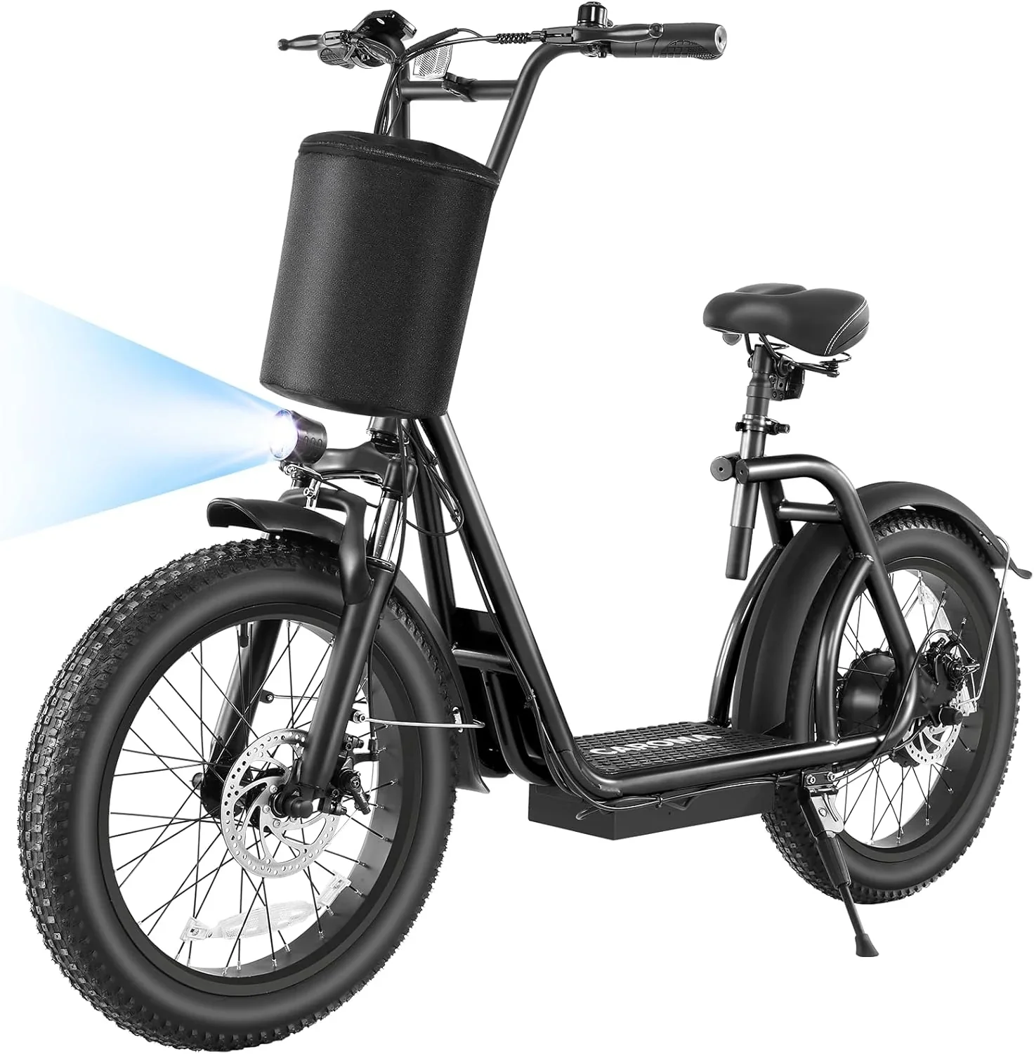Caroma Peak 800W Foldable Adult Electric Scooter with 20-inch Wide Tires, 48V Battery, Basket, and Adjustable Seat