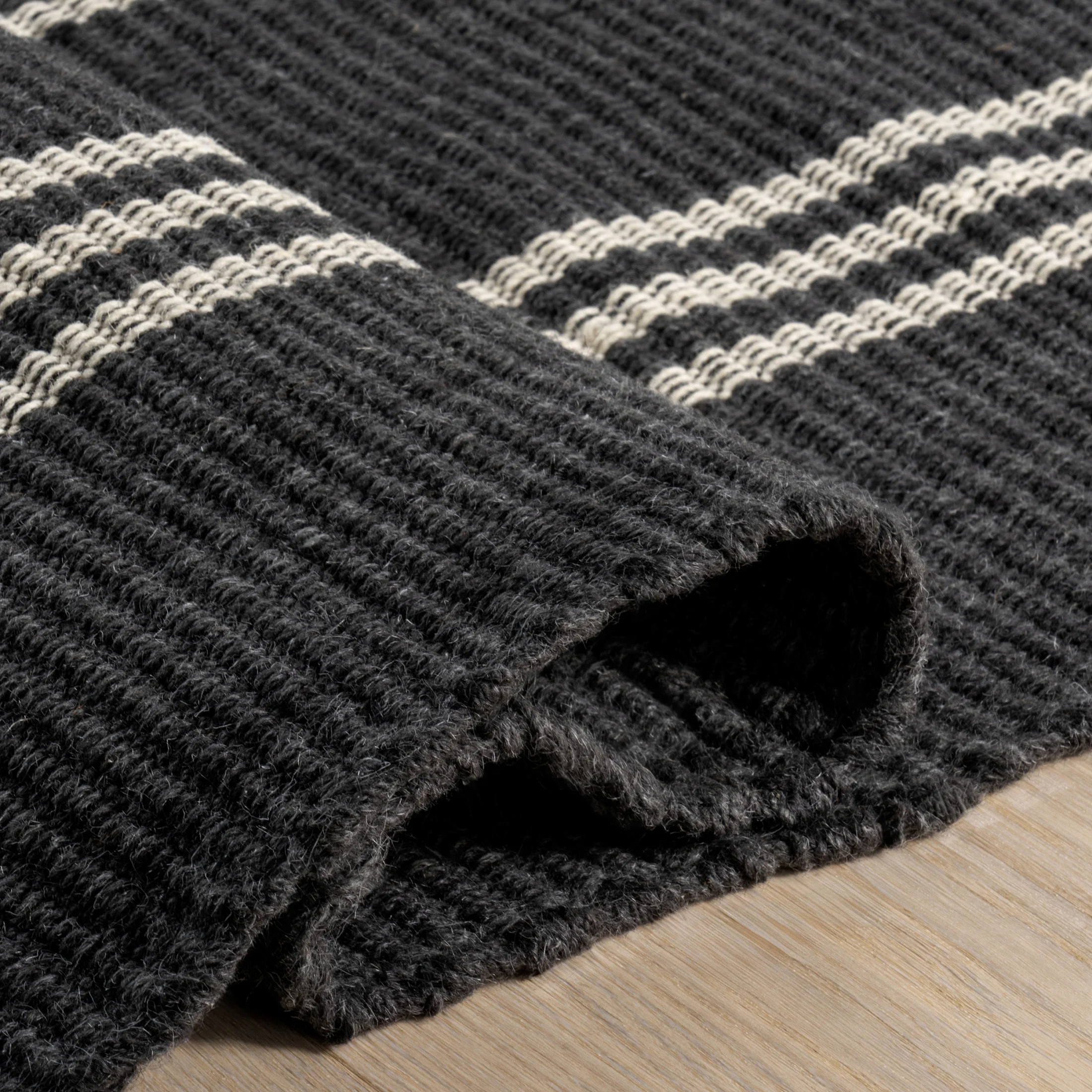 Rugs USA Hawthorn Striped Wool Area Rug, 4' x 6', Hawthorn Ivory