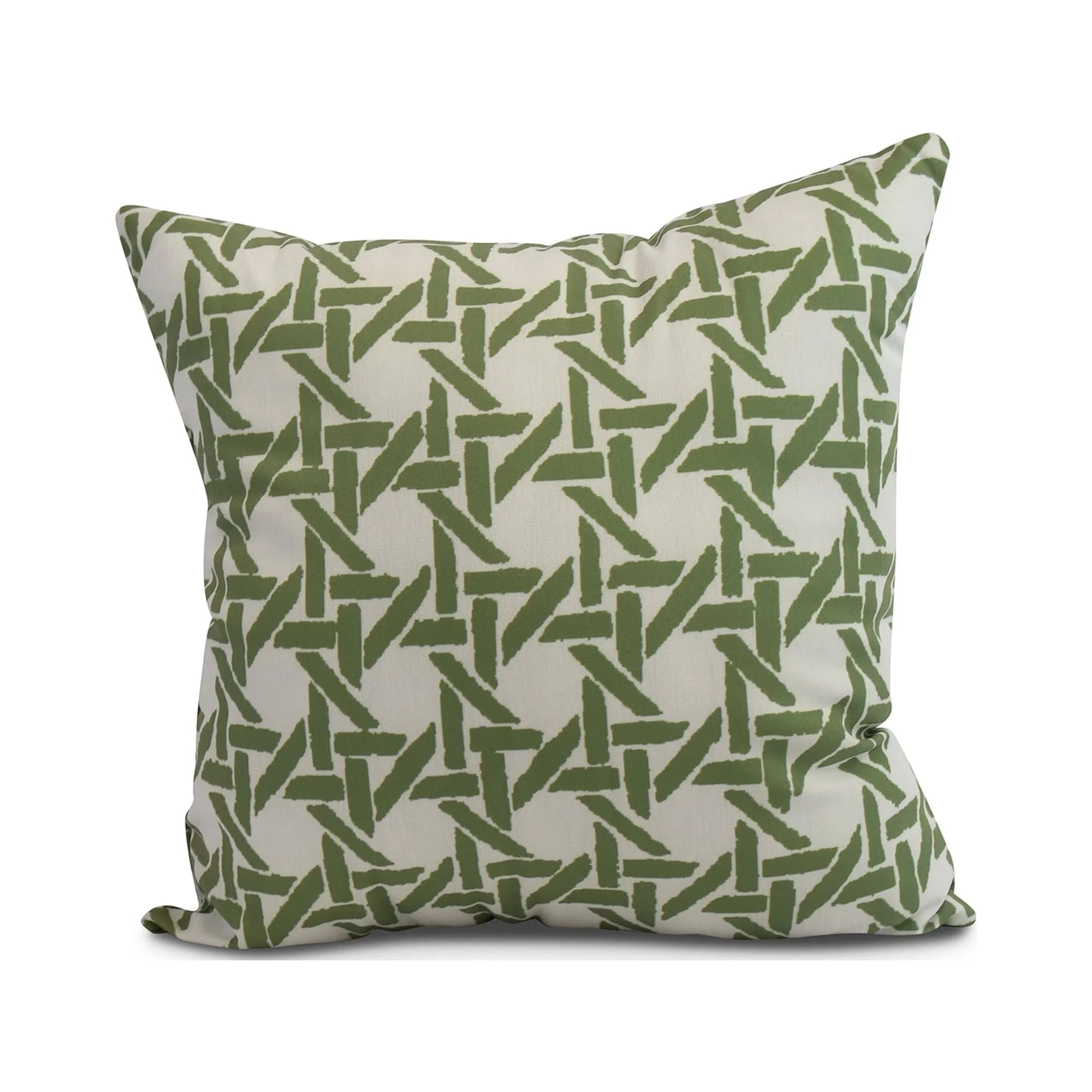 Simply Daisy, 16″ x 16″ Rattan Geometric, Geometric Print Outdoor Pillow, Green