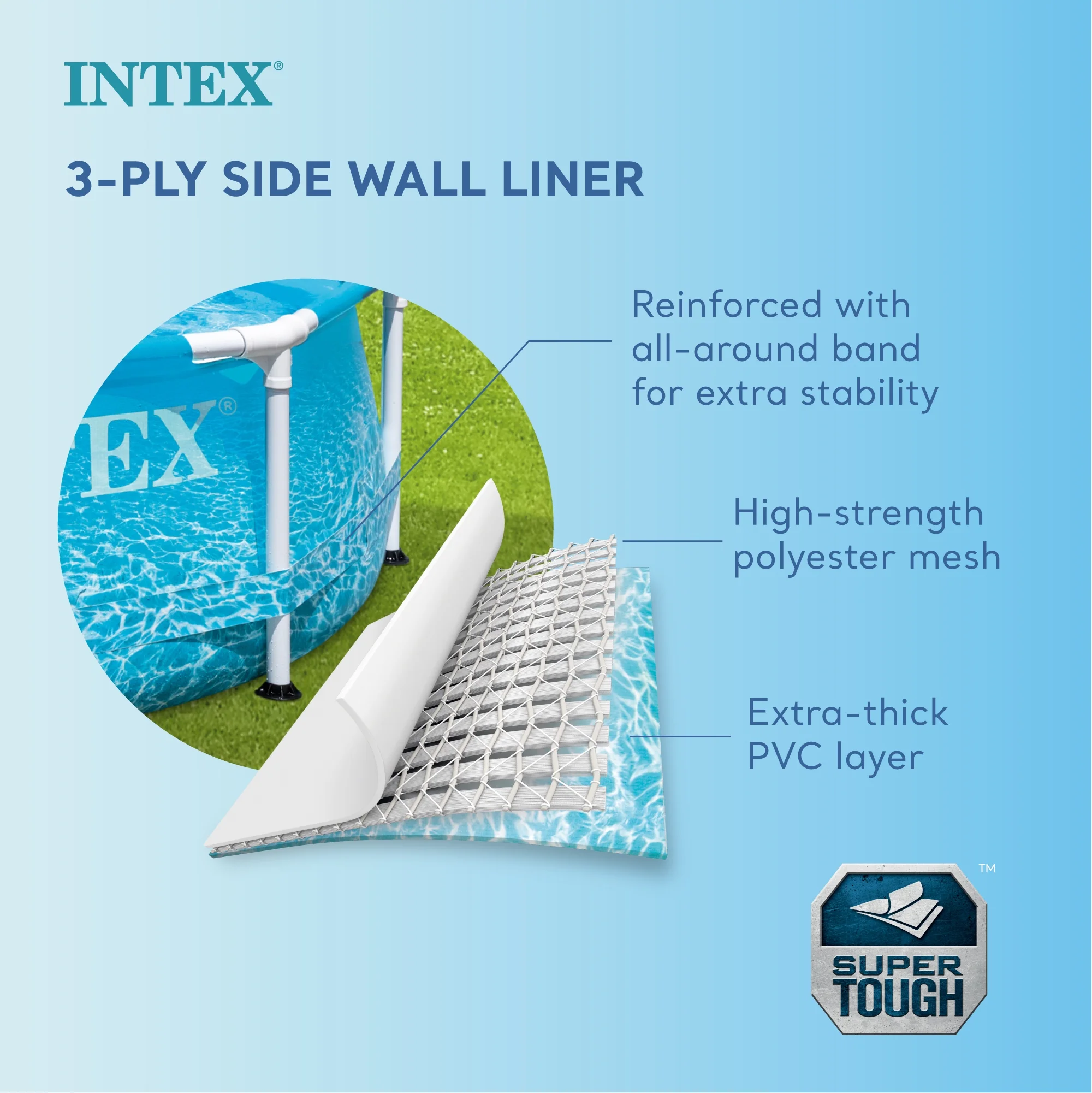 INTEX Round Metal Frame 10ft x 30in Above Ground Swimming Pool Set, Blue