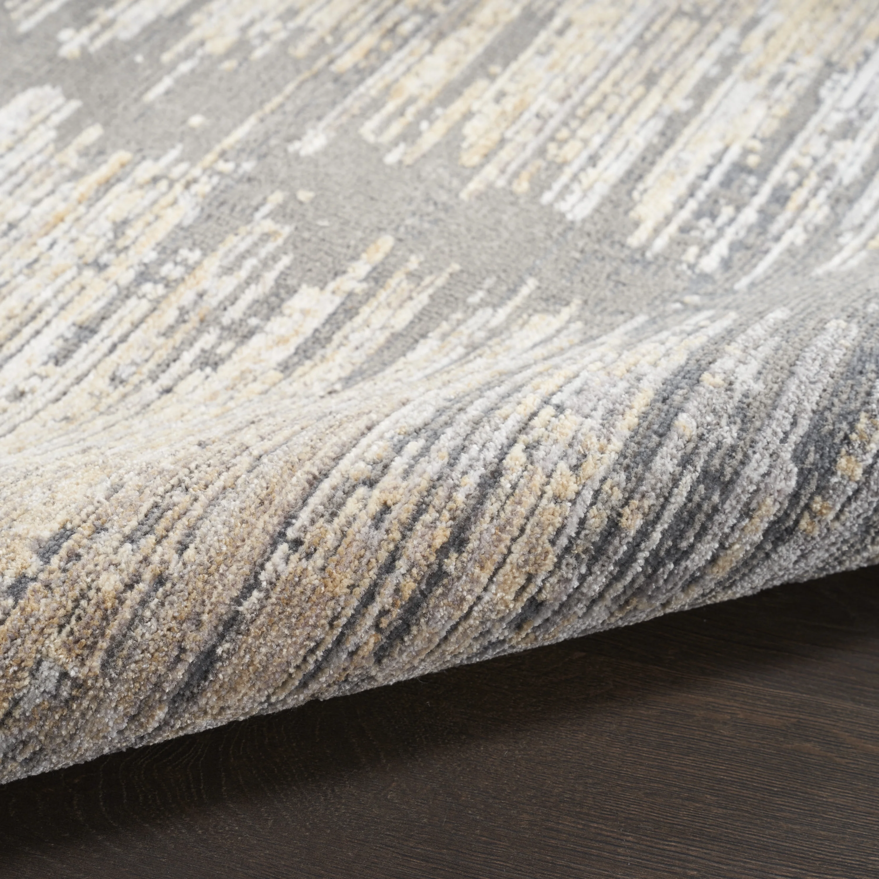 Nourison Modern Abstract Abstract Grey Gold 5'3" x 7'6" Area Rug (5x8)