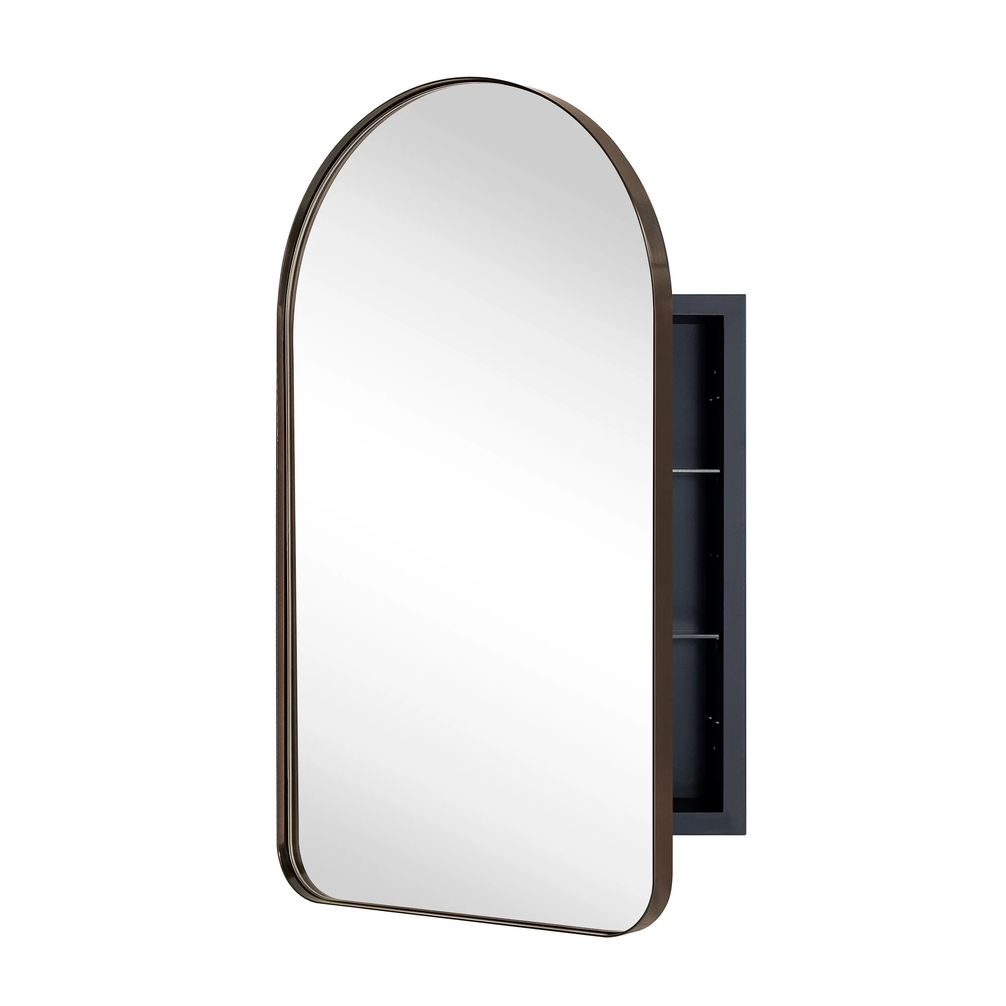 TEHOME Aristes Recessed Framed Medicine Cabinet with Mirror and Adjustable Shelves 16" x 28.3" - Black