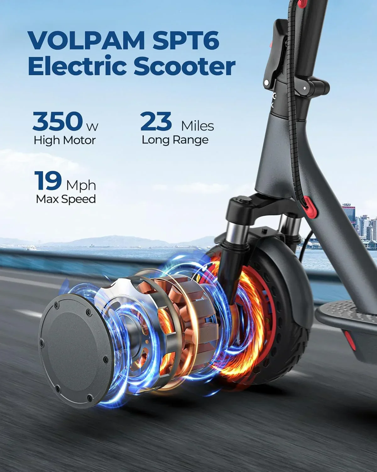 Electric Scooter 350W/500W Motor, 8.5/10 Solid Tires, 19/22 Mph, 28/21/12 Miles Range