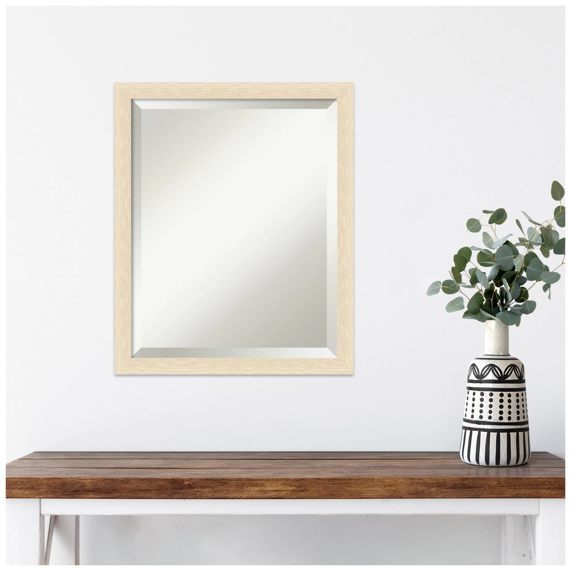 Amanti Art Woodgrain Stripe Beveled Wood Wall Mirror 22 x 18 in.