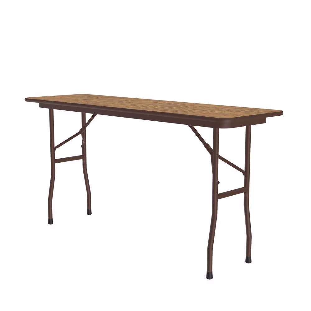 Correll 18″W x 60″D Melamine Top Folding Table in Medium Oak