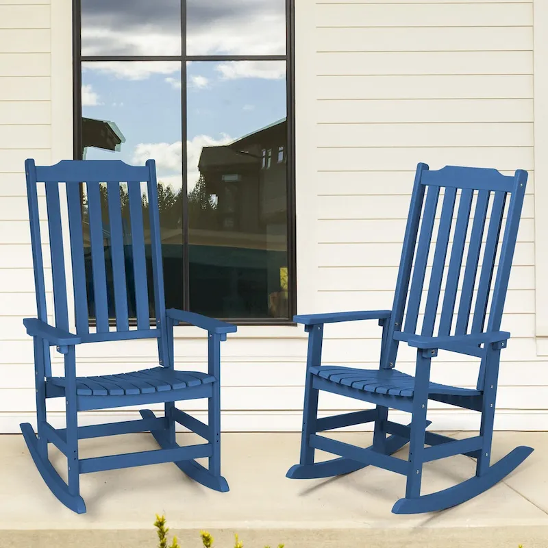 Vrakae 2 PCS Patio All Weather Resistant High Back Rocking Chair